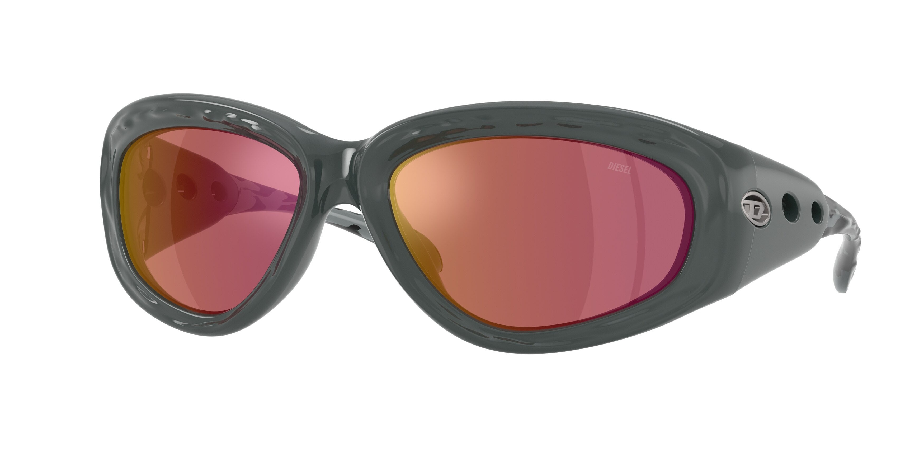 Sunglasses Diesel DL 3015U (2052D0) color grigio shape square lenses viola scuro specchiato rosso