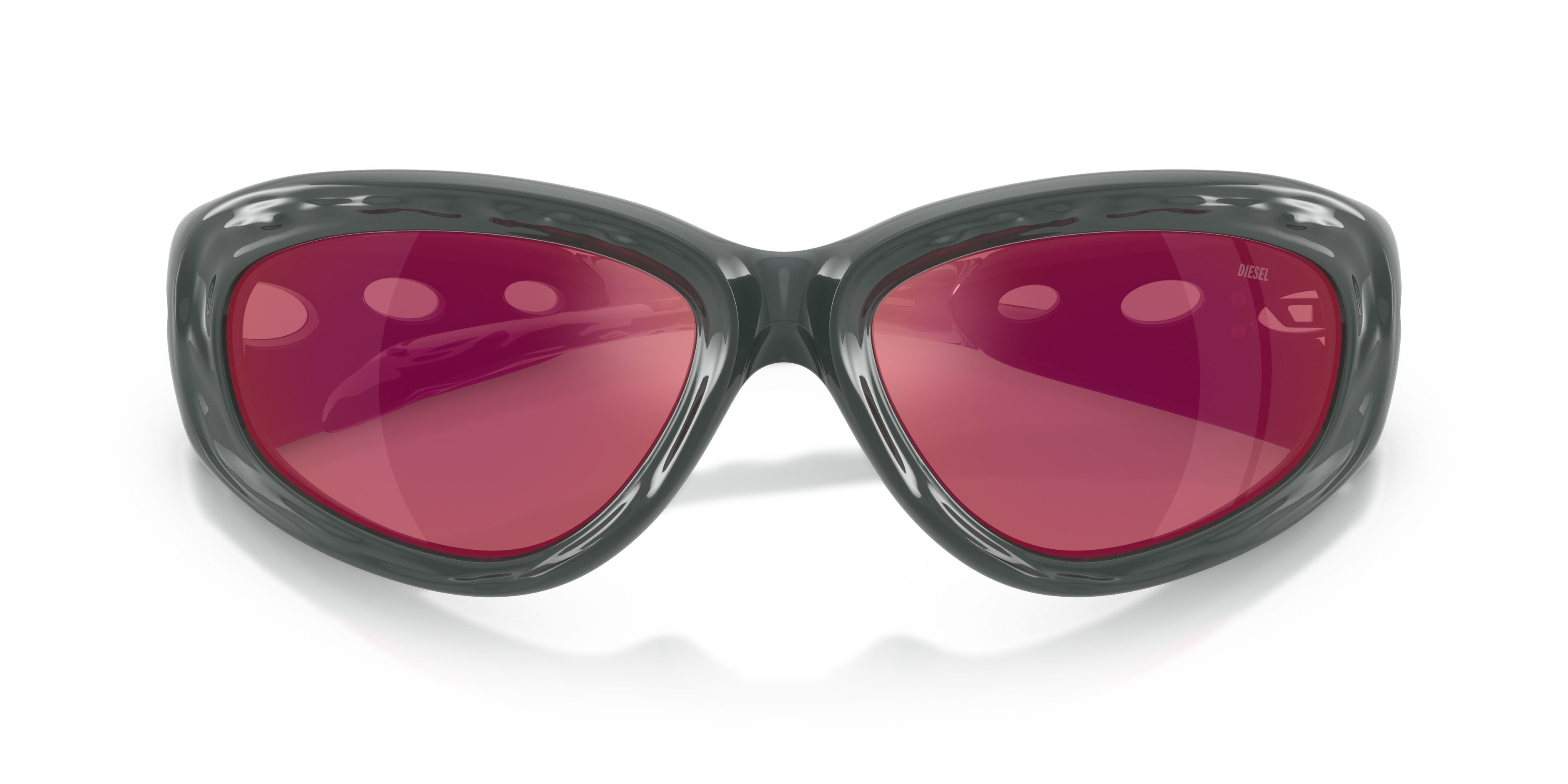 Sunglasses Diesel DL 3015U (2052D0) color grigio shape square lenses viola scuro specchiato rosso