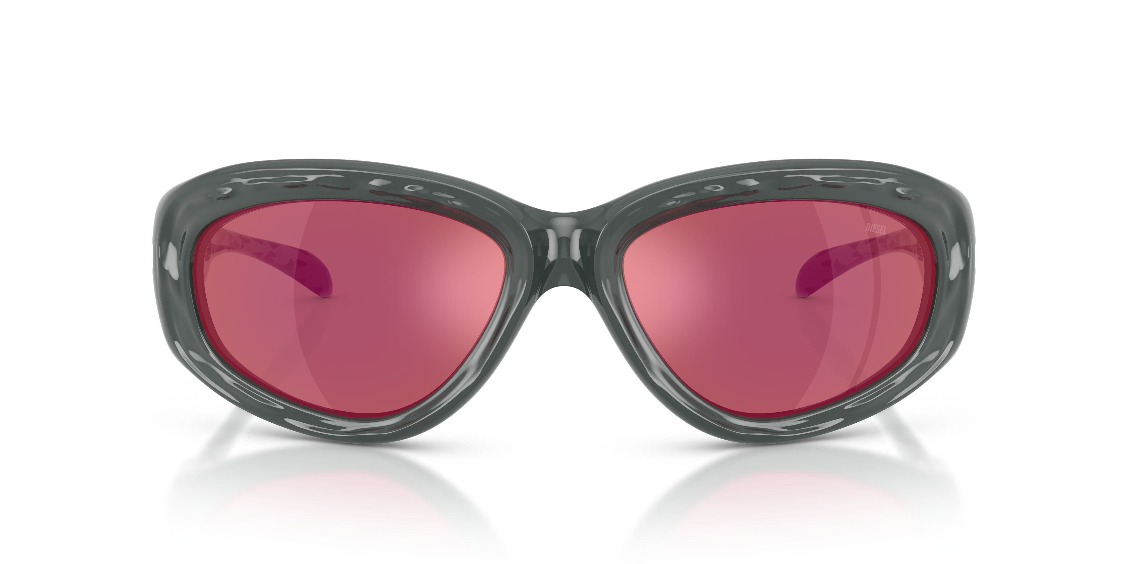 Sunglasses Diesel DL 3015U (2052D0) color grigio shape square lenses viola scuro specchiato rosso