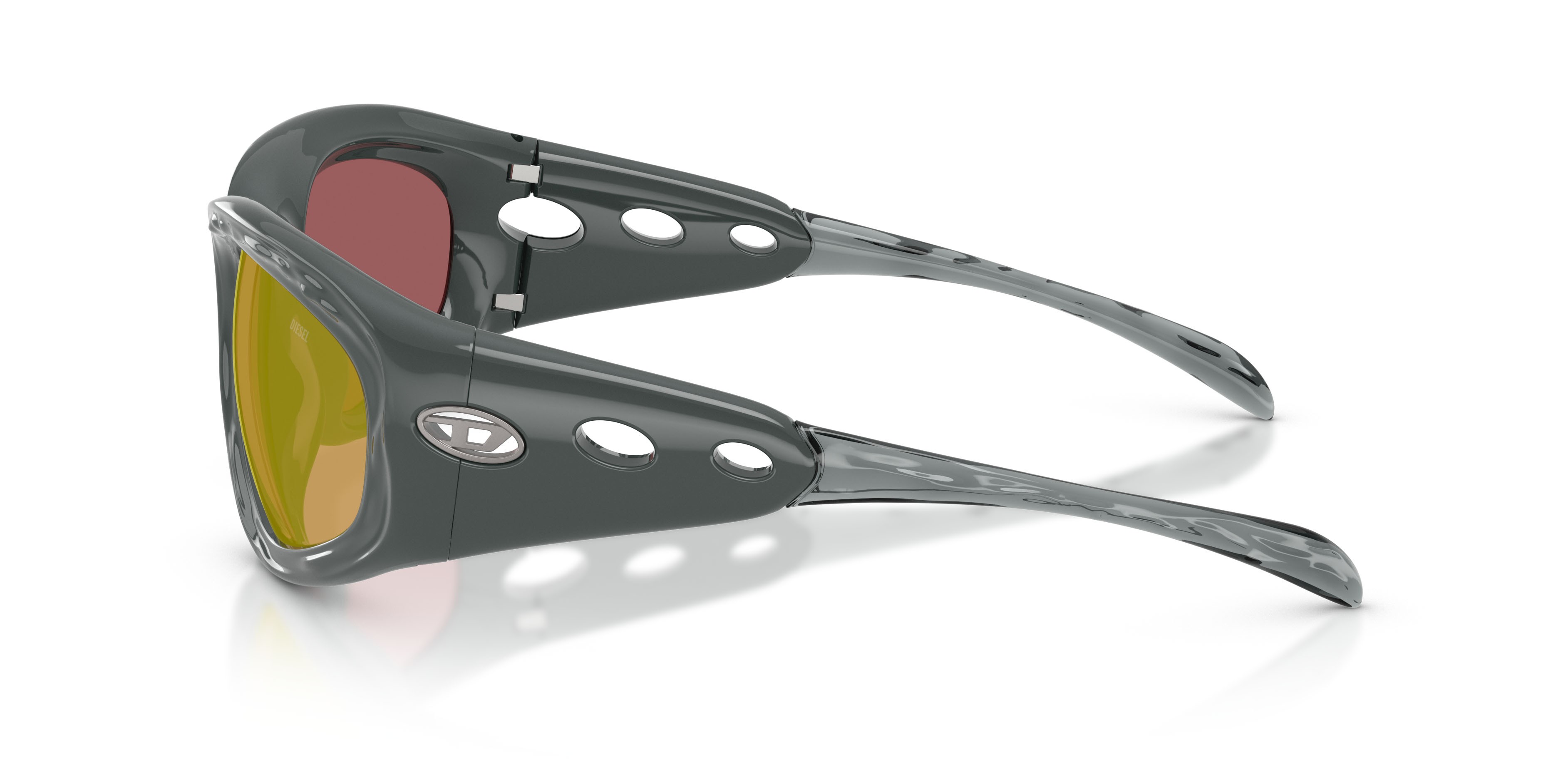 Sunglasses Diesel DL 3015U (2052D0) color grigio shape square lenses viola scuro specchiato rosso