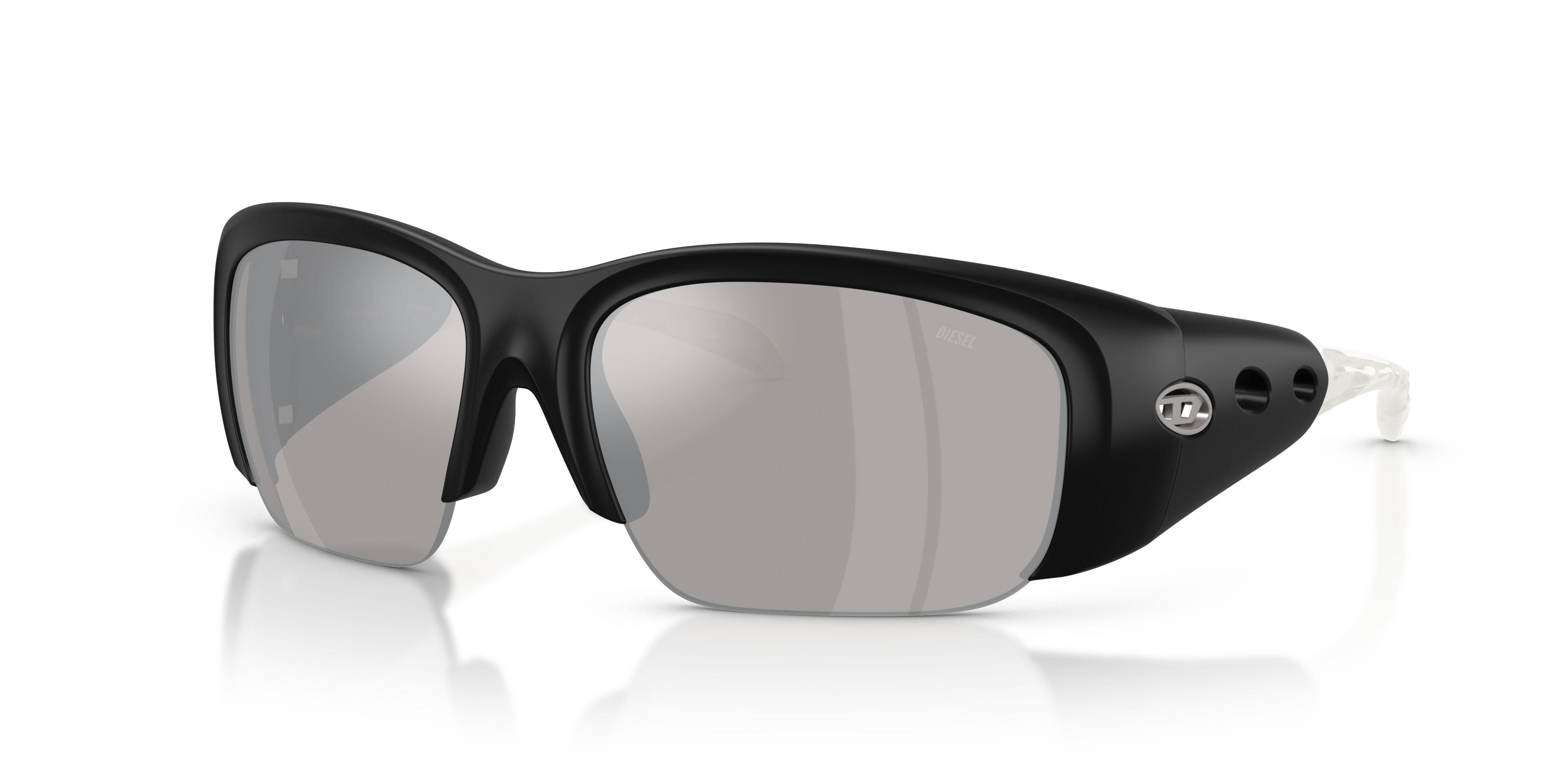 Sunglasses Diesel DL 3016U (20026G) color crystal/nero shape square lenses grigio chiaro specchiato argento