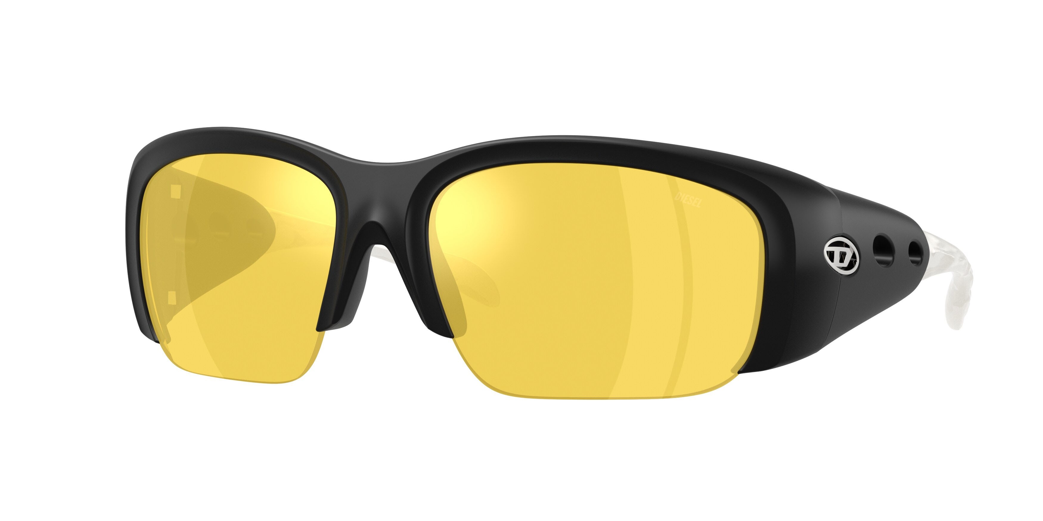 Sunglasses Diesel DL 3016U (2002V9) color crystal/nero shape square lenses yellow mirror internal silver