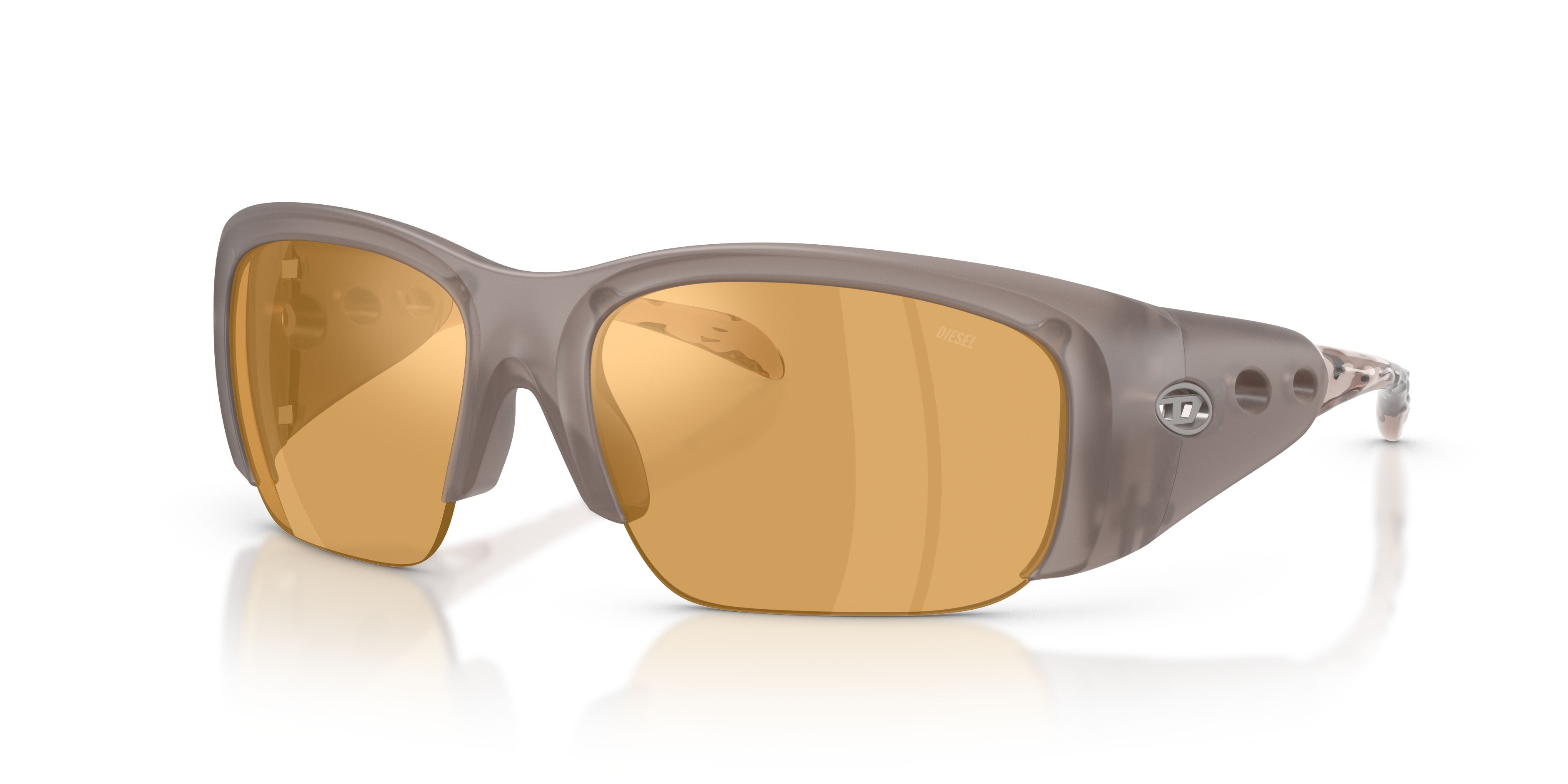 Sunglasses Diesel DL 3016U (205474) color beige perlaceo shape square lenses grigio scuro blu elettrico
