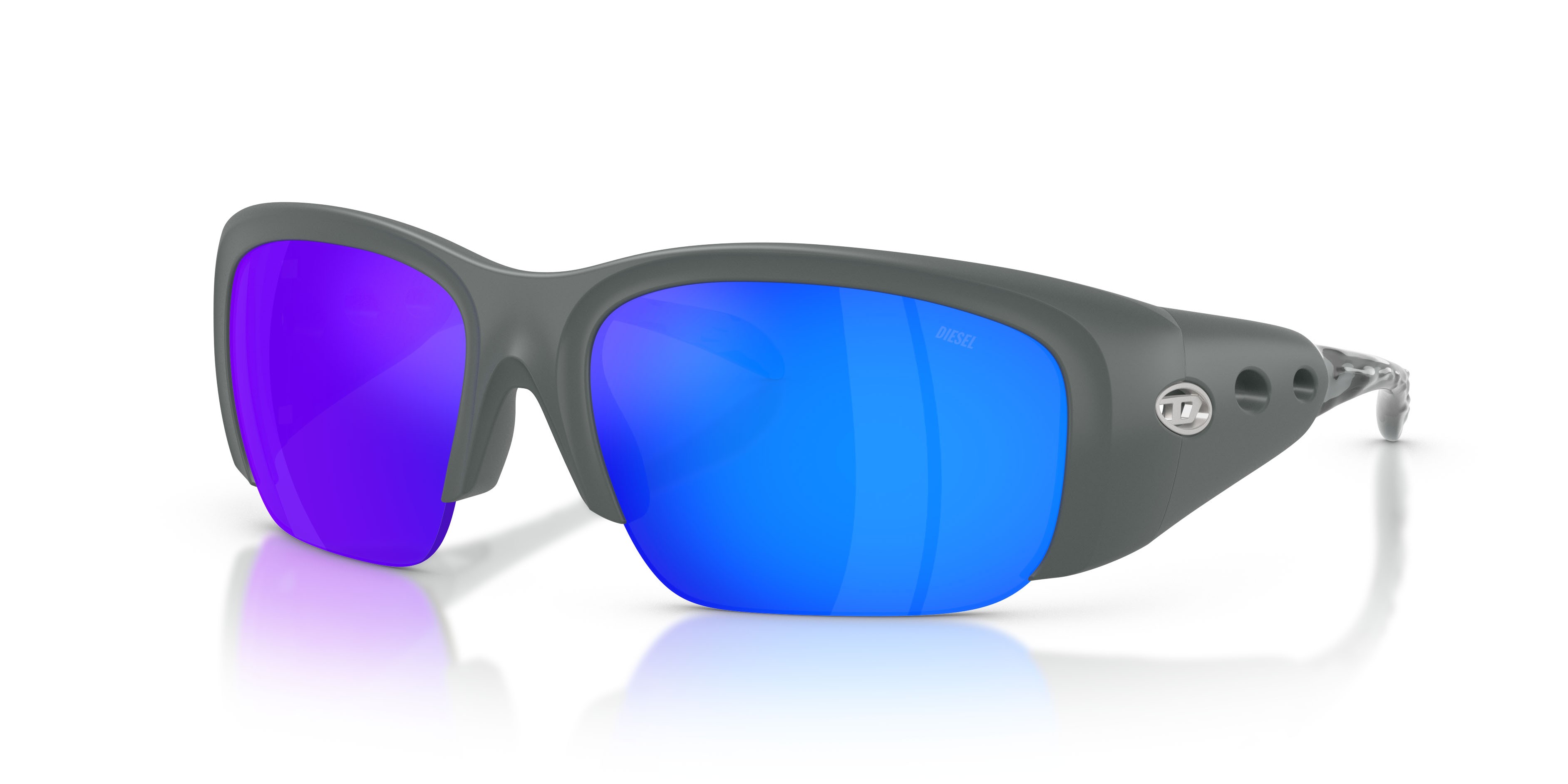 Sunglasses Diesel DL 3016U (2055Y7) color grigio shape square lenses arancione chiaro specchiata interno argento