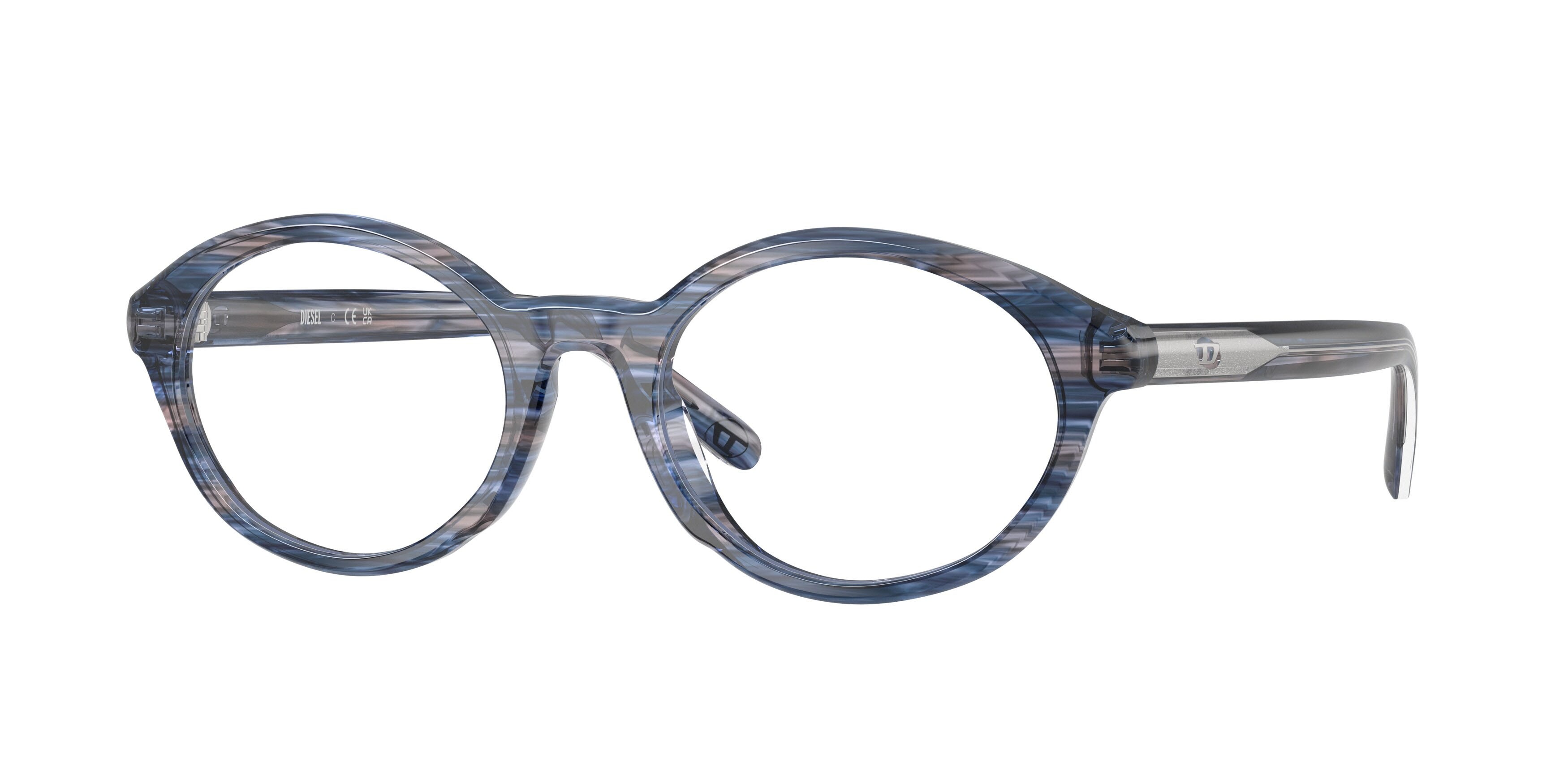 Occhiali da vista Diesel DL 4015U (2037) colore blu striato forma ovale lenti lente demo