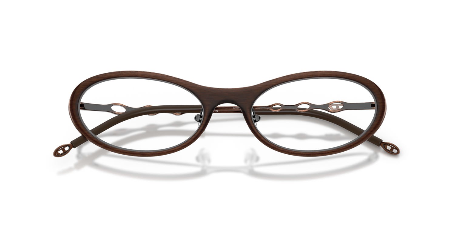 Eyeglasses Diesel DL 5001 (1025) color shiny brushed antyellow brown shape oval lenses lente demo