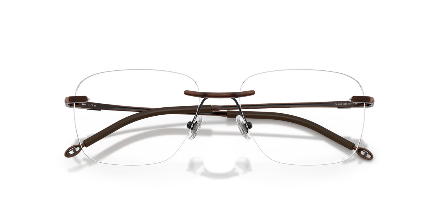 Eyeglasses Diesel DL 5005 (1025) color giallo marrone spazzolato anticato shape square lenses lente demo