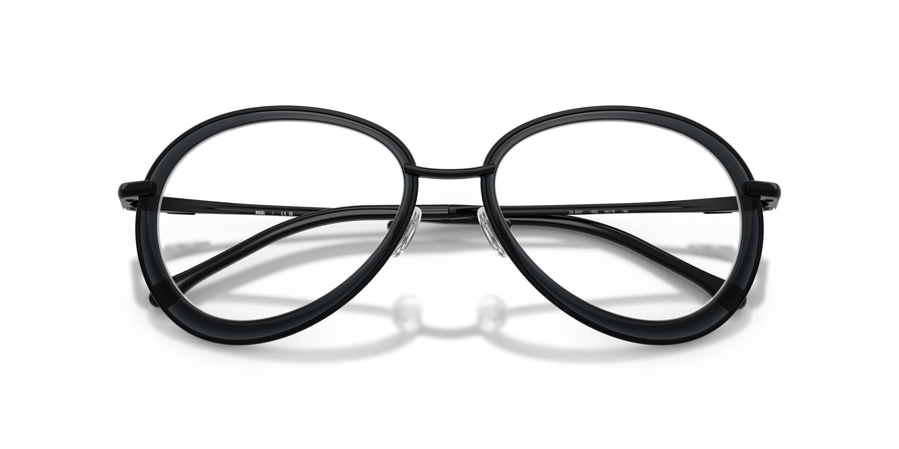 Eyeglasses Diesel DL 5007 (1002) color nero lucido shape oval lenses lente demo
