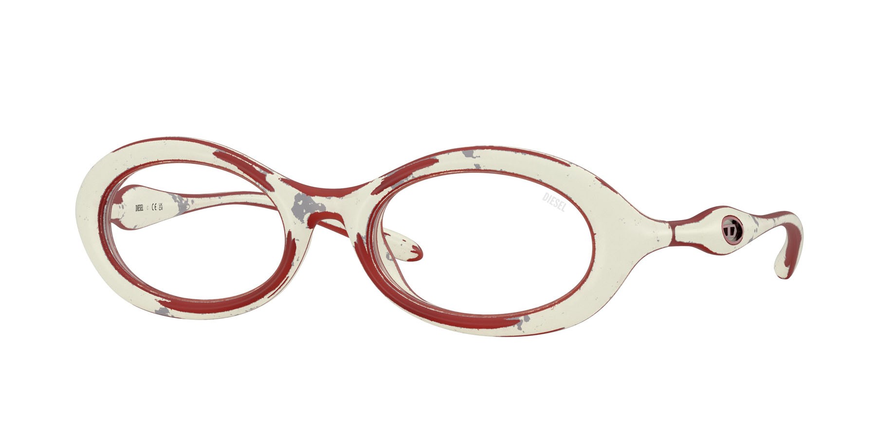 Eyeglasses Diesel DL 6005U (2032) color white barrelling red shape oval lenses blu
