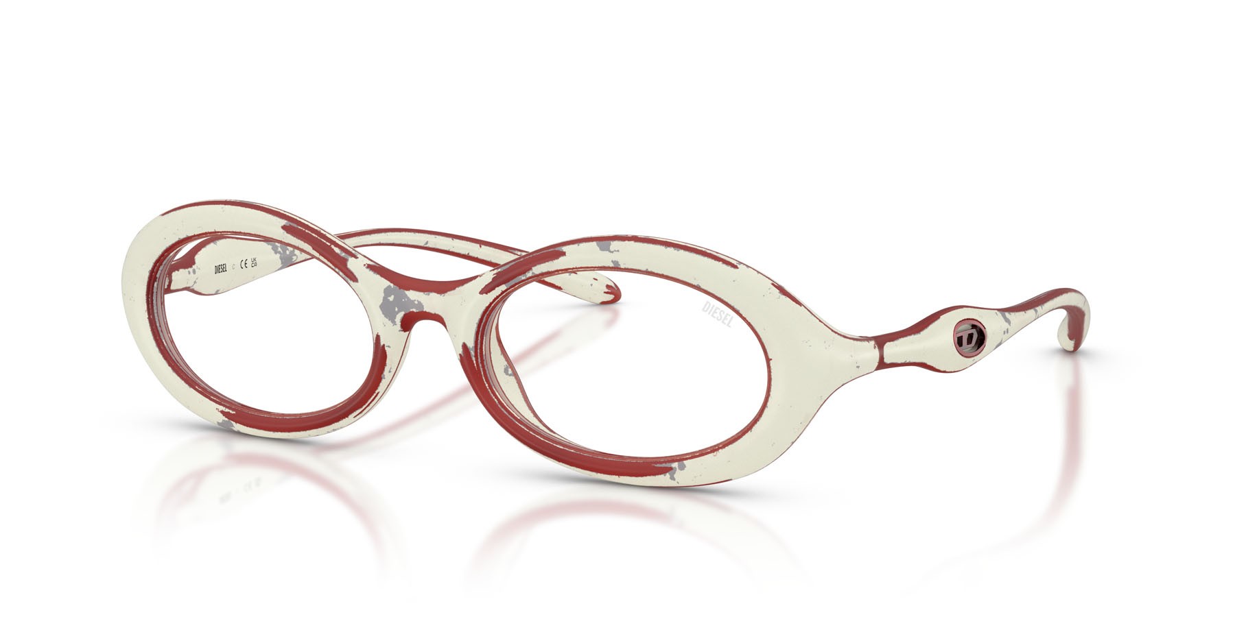 Eyeglasses Diesel DL 6005U (2032) color white barrelling red shape oval lenses blu