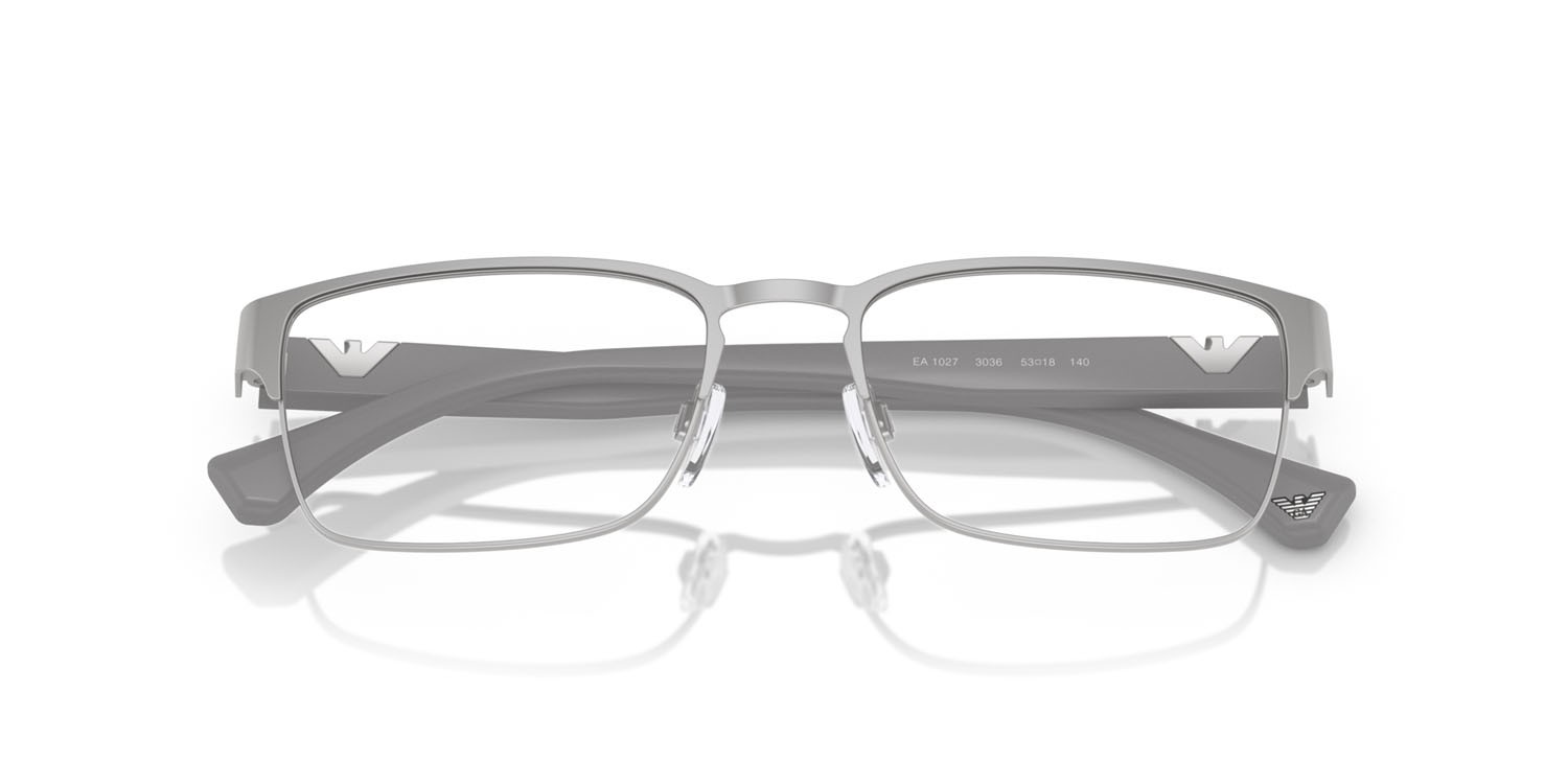 Occhiali da vista Emporio Armani EA 1027 (3036) colore argento opaco forma quadrato lenti lente demo
