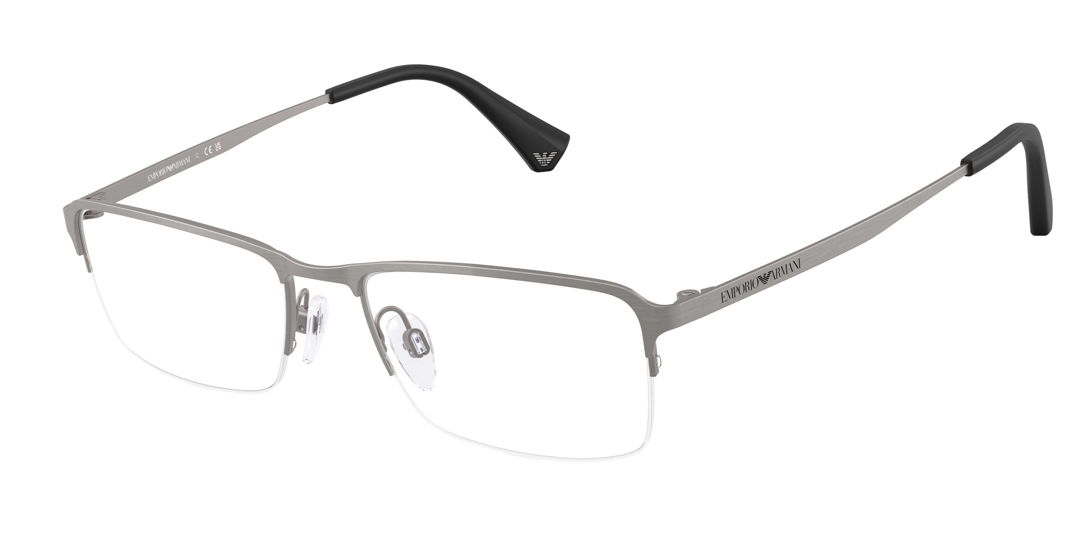 Occhiali da vista Emporio Armani EA 1044TD (3032) colore gunmetal spazzolato forma rettangolare lenti lente demo