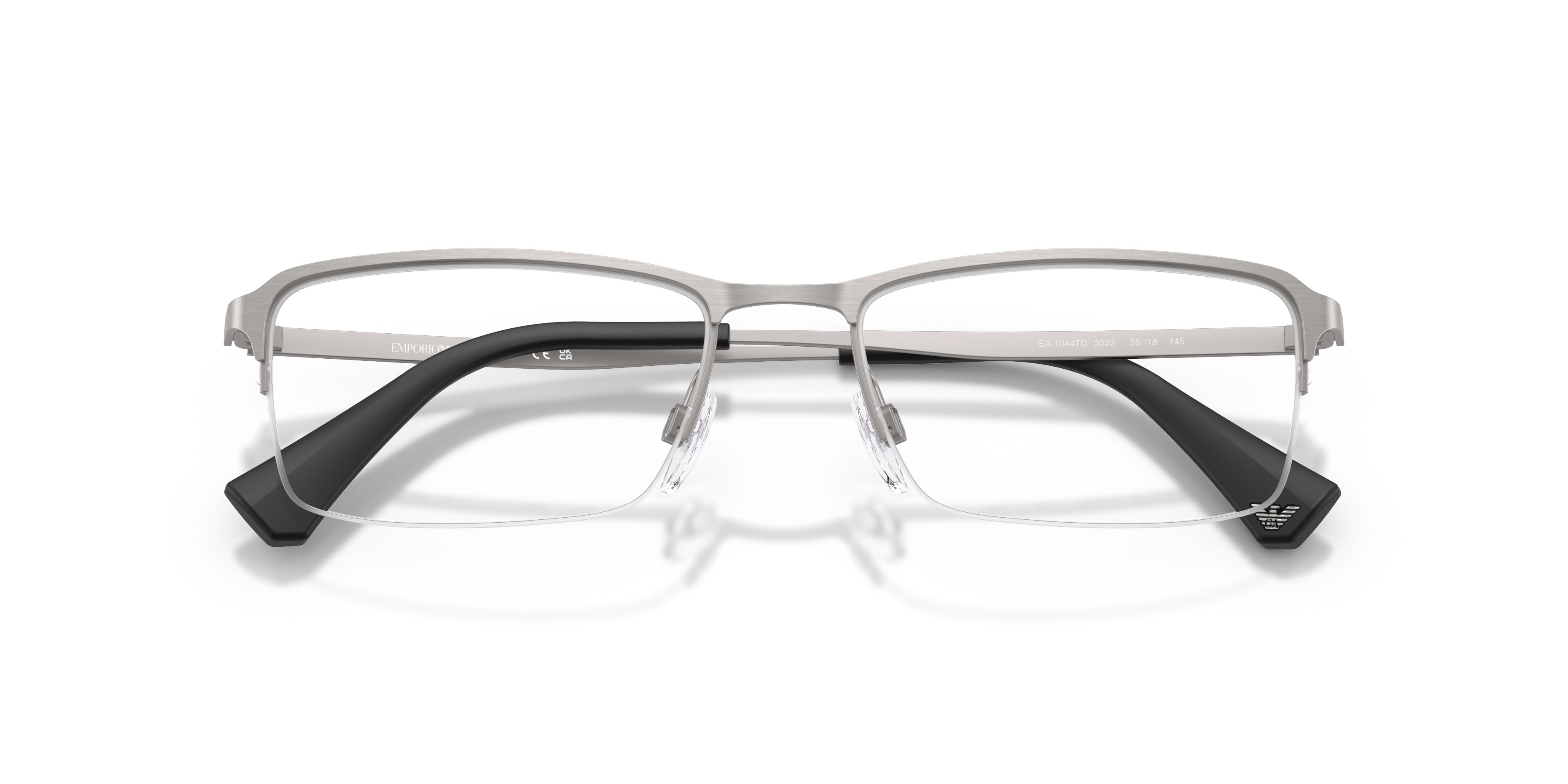 Occhiali da vista Emporio Armani EA 1044TD (3032) colore gunmetal spazzolato forma rettangolare lenti lente demo