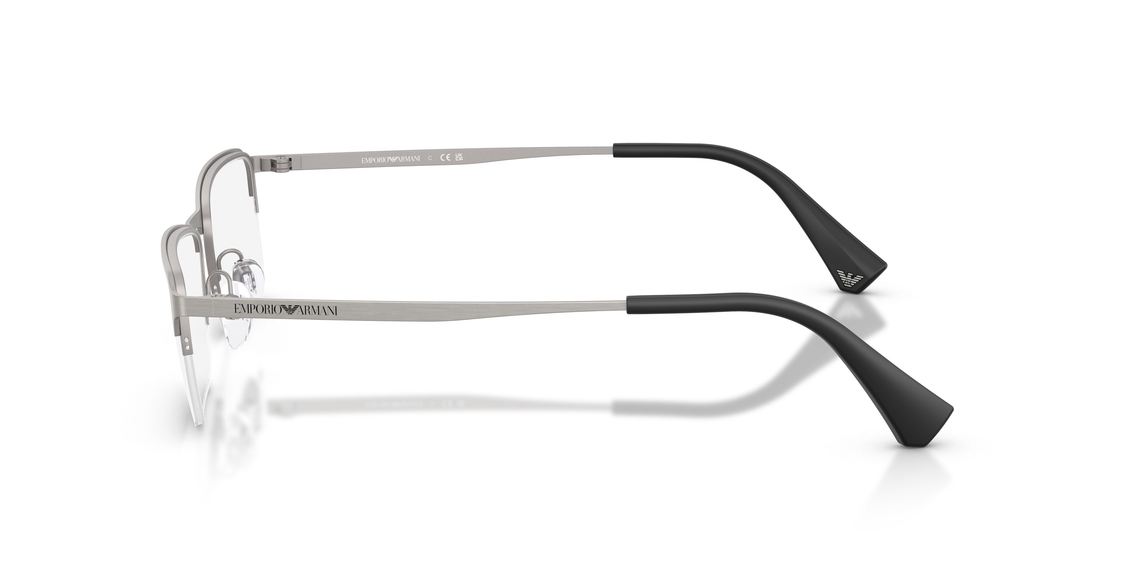 Occhiali da vista Emporio Armani EA 1044TD (3032) colore gunmetal spazzolato forma rettangolare lenti lente demo