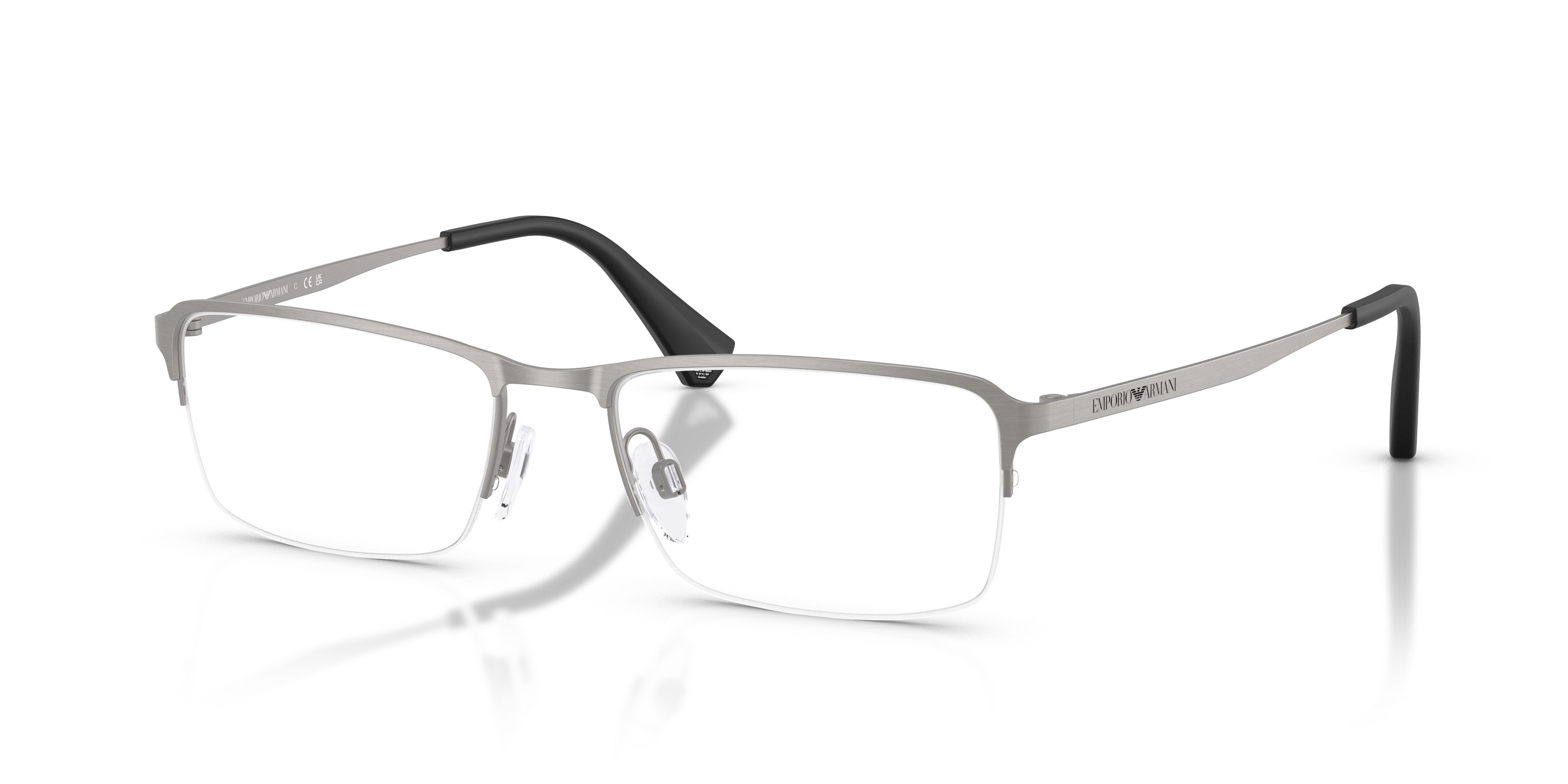 Occhiali da vista Emporio Armani EA 1044TD (3032) colore gunmetal spazzolato forma rettangolare lenti lente demo