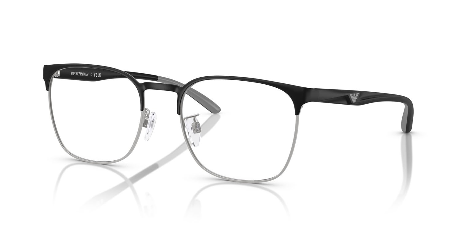Occhiali da vista Emporio Armani EA 1135D (3051) colore nero opaco/argento opaco forma quadrato lenti lente demo