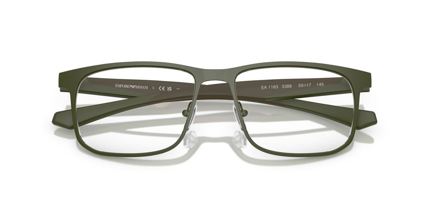 Occhiali da vista Emporio Armani EA 1163 (3388) colore verde opaco forma quadrato lenti lente demo