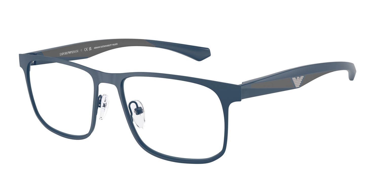 Occhiali da vista Emporio Armani EA 1163 (3389) colore blu opaco forma quadrato lenti lente demo