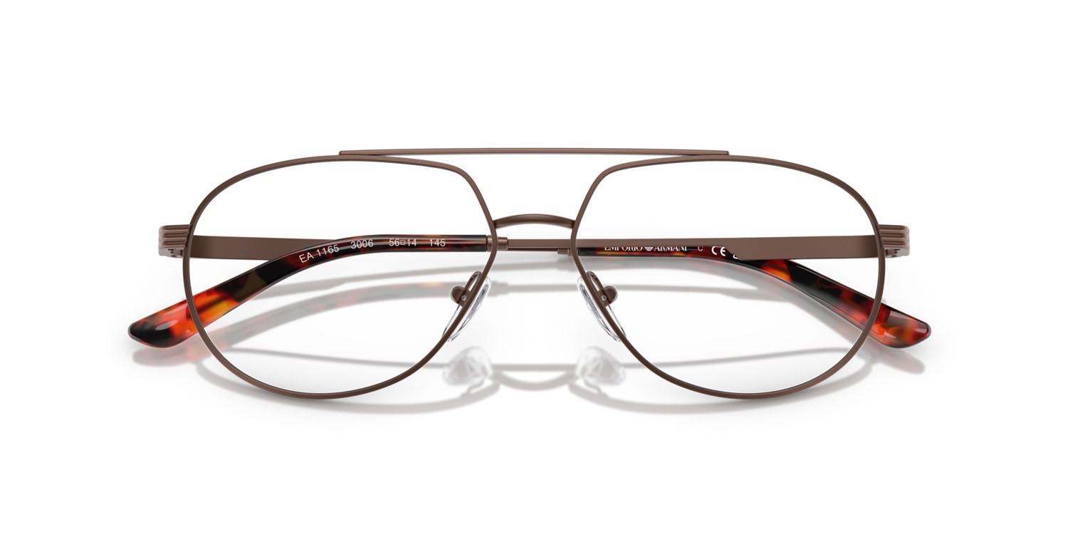 Occhiali da vista Emporio Armani EA 1165 (3006) colore bronzo opaco forma aviator lenti lente demo