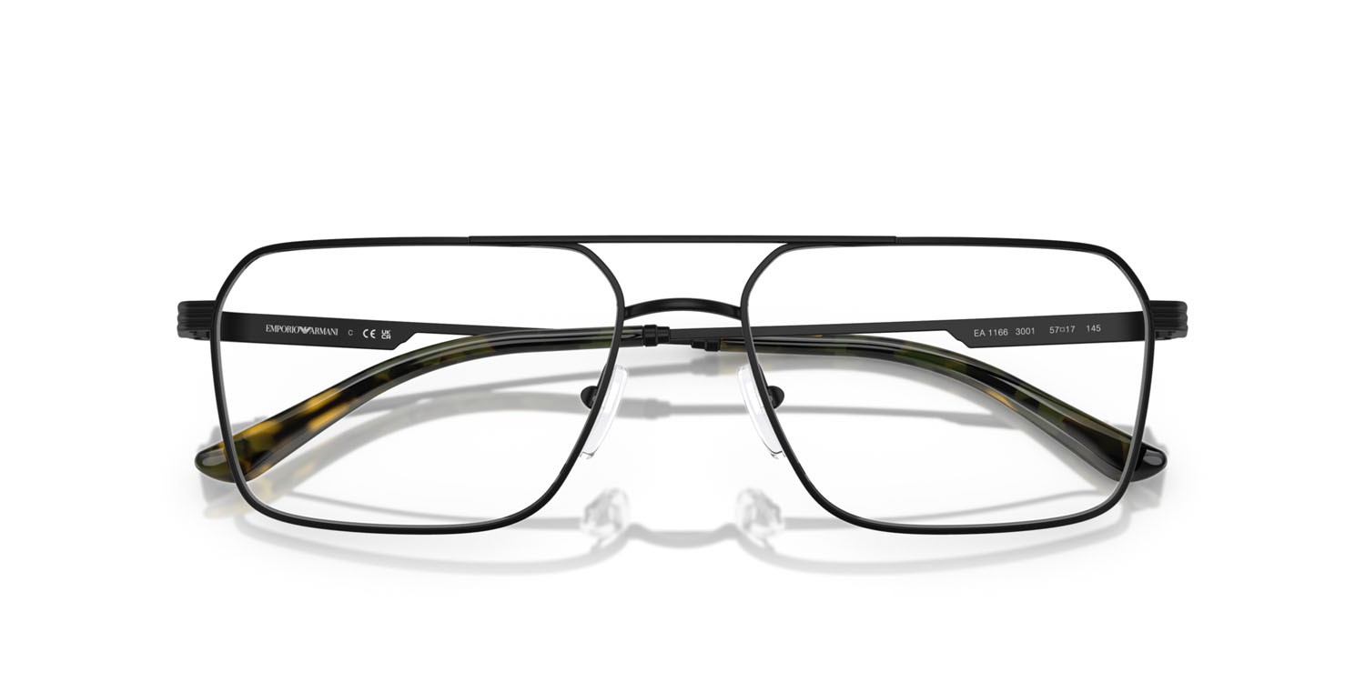 Occhiali da vista Emporio Armani EA 1166 (3001) colore nero opaco forma quadrato lenti lente demo