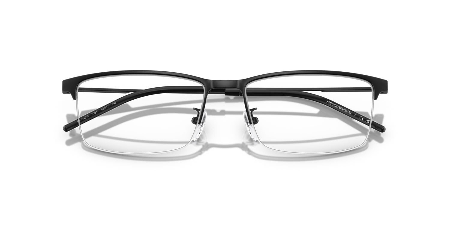 Occhiali da vista Emporio Armani EA 1168D (3001) colore nero opaco forma rettangolare lenti lente demo