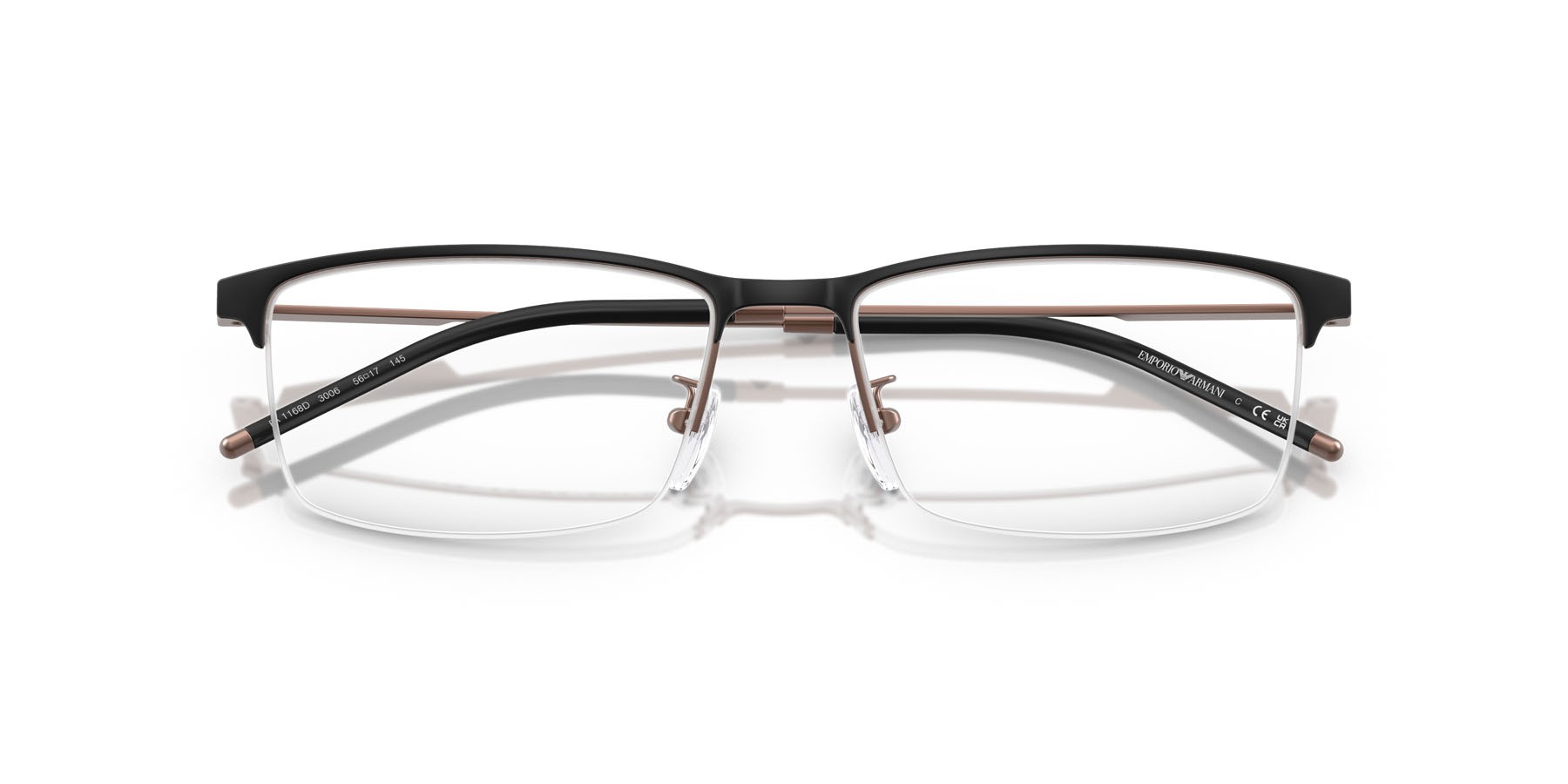 Occhiali da vista Emporio Armani EA 1168D (3006) colore nero opaco forma rettangolare lenti lente demo