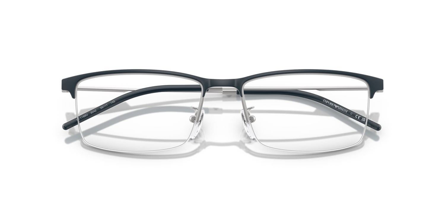 Occhiali da vista Emporio Armani EA 1168D (3042) colore blu scuro opaco forma rettangolare lenti lente demo