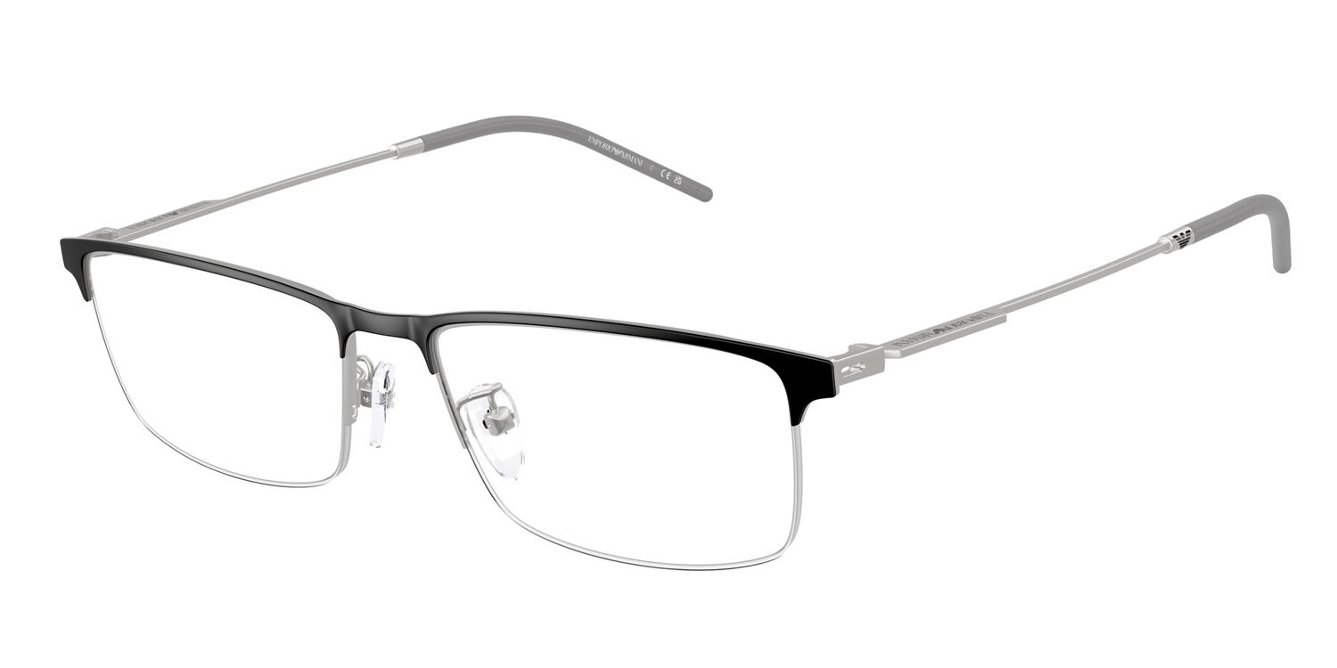 Occhiali da vista Emporio Armani EA 1168D (3061) colore nero opaco/argento forma rettangolare lenti lente demo