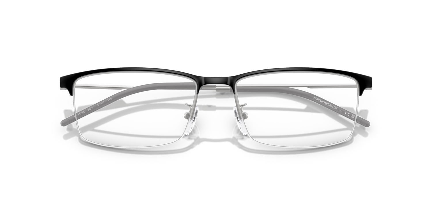 Occhiali da vista Emporio Armani EA 1168D (3061) colore nero opaco/argento forma rettangolare lenti lente demo