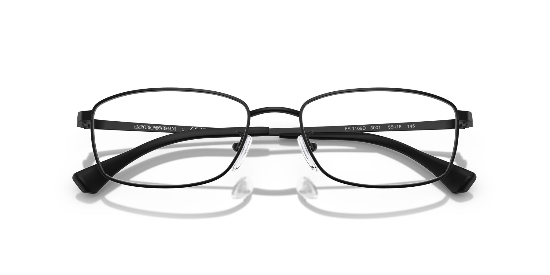 Occhiali da vista Emporio Armani EA 1169D (3001) colore nero opaco forma quadrato lenti lente demo