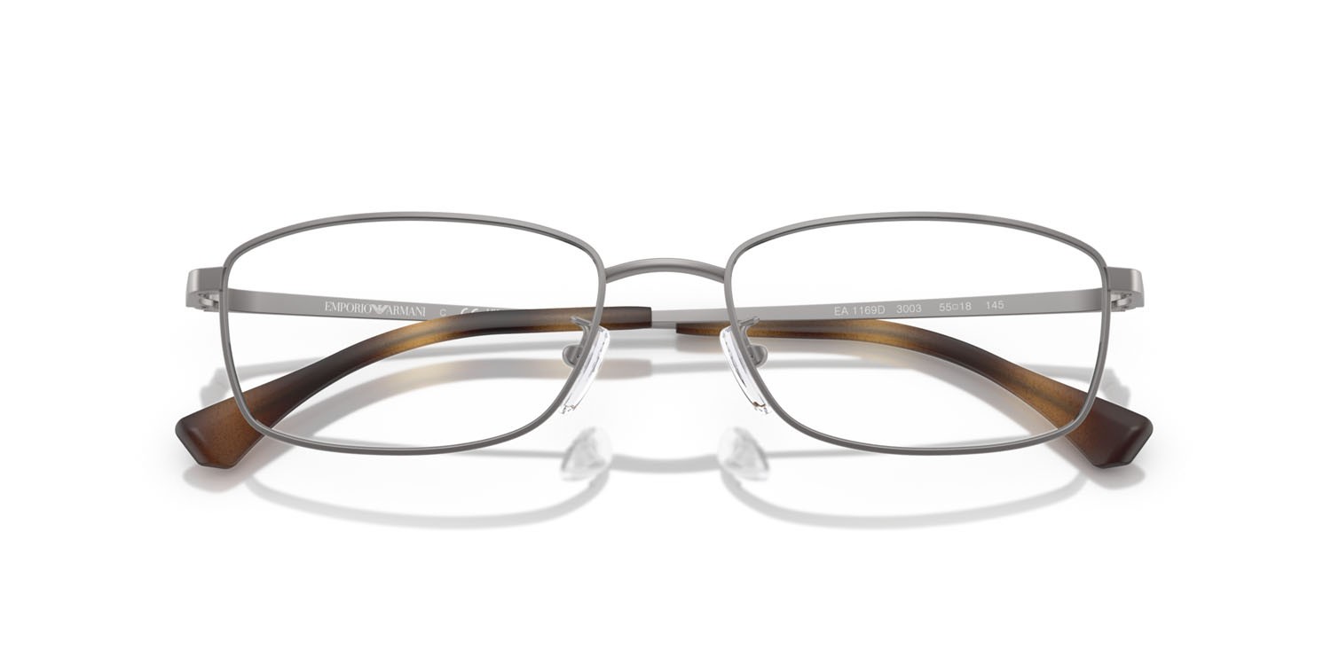 Occhiali da vista Emporio Armani EA 1169D (3003) colore gunmetal opaco forma quadrato lenti lente demo