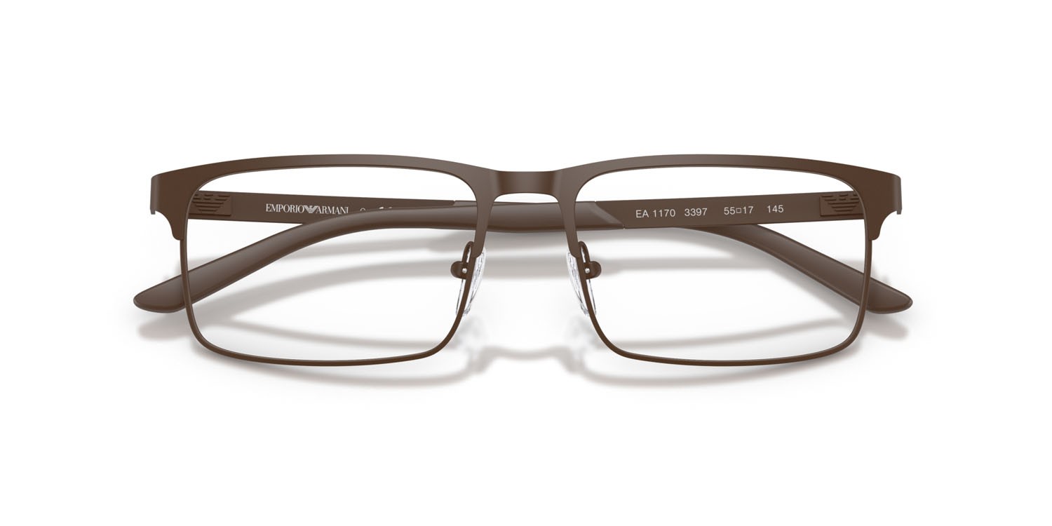 Occhiali da vista Emporio Armani EA 1170 (3397) colore marrone opaco forma rettangolare lenti lente demo
