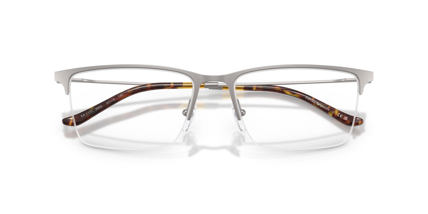 Occhiali da vista Emporio Armani EA 1171 (3003) colore gunmetal opaco forma rettangolare lenti lente demo