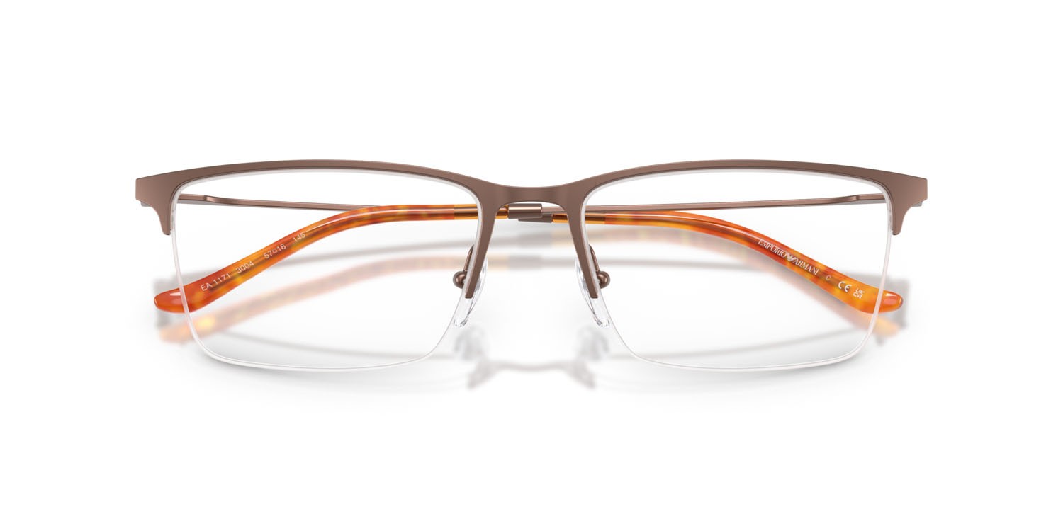 Occhiali da vista Emporio Armani EA 1171 (3004) colore bronzo opaco forma rettangolare lenti lente demo