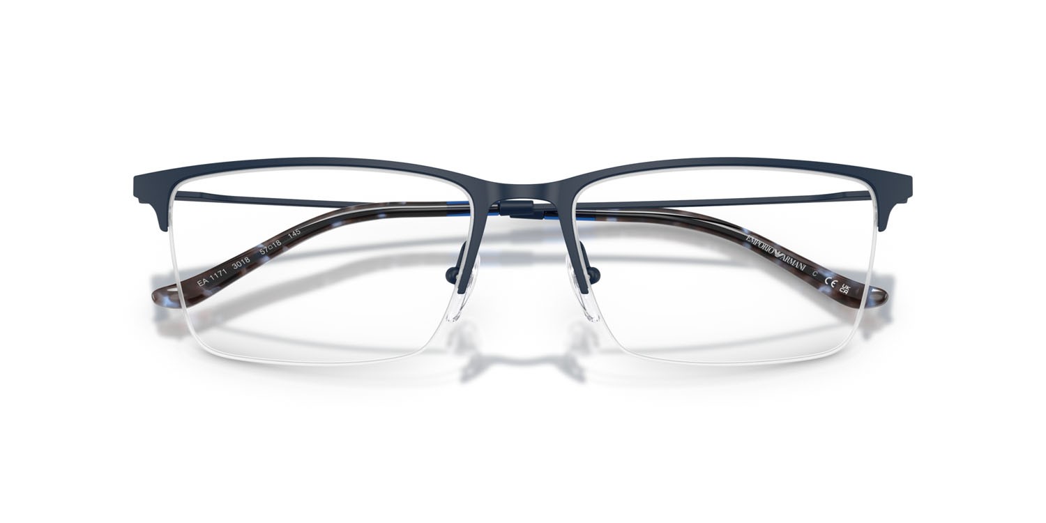 Occhiali da vista Emporio Armani EA 1171 (3018) colore blu opaco forma rettangolare lenti lente demo