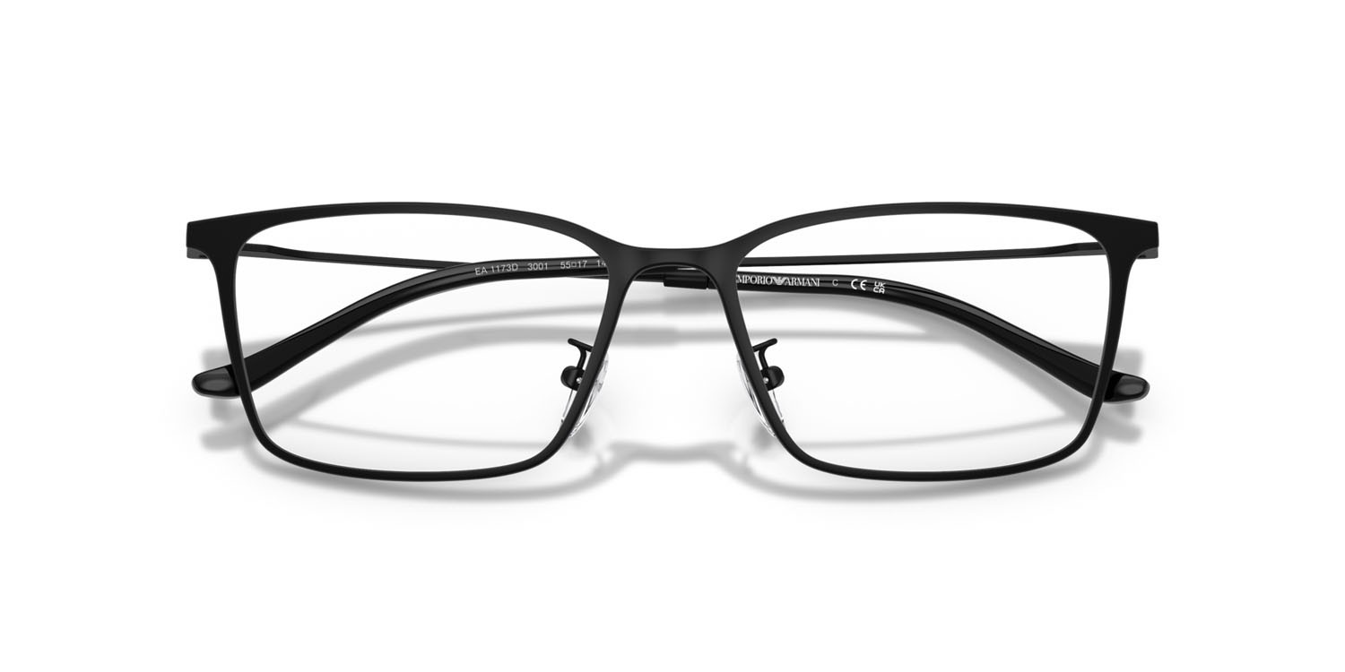 Occhiali da vista Emporio Armani EA 1173D (3001) colore nero opaco forma quadrato lenti lente demo