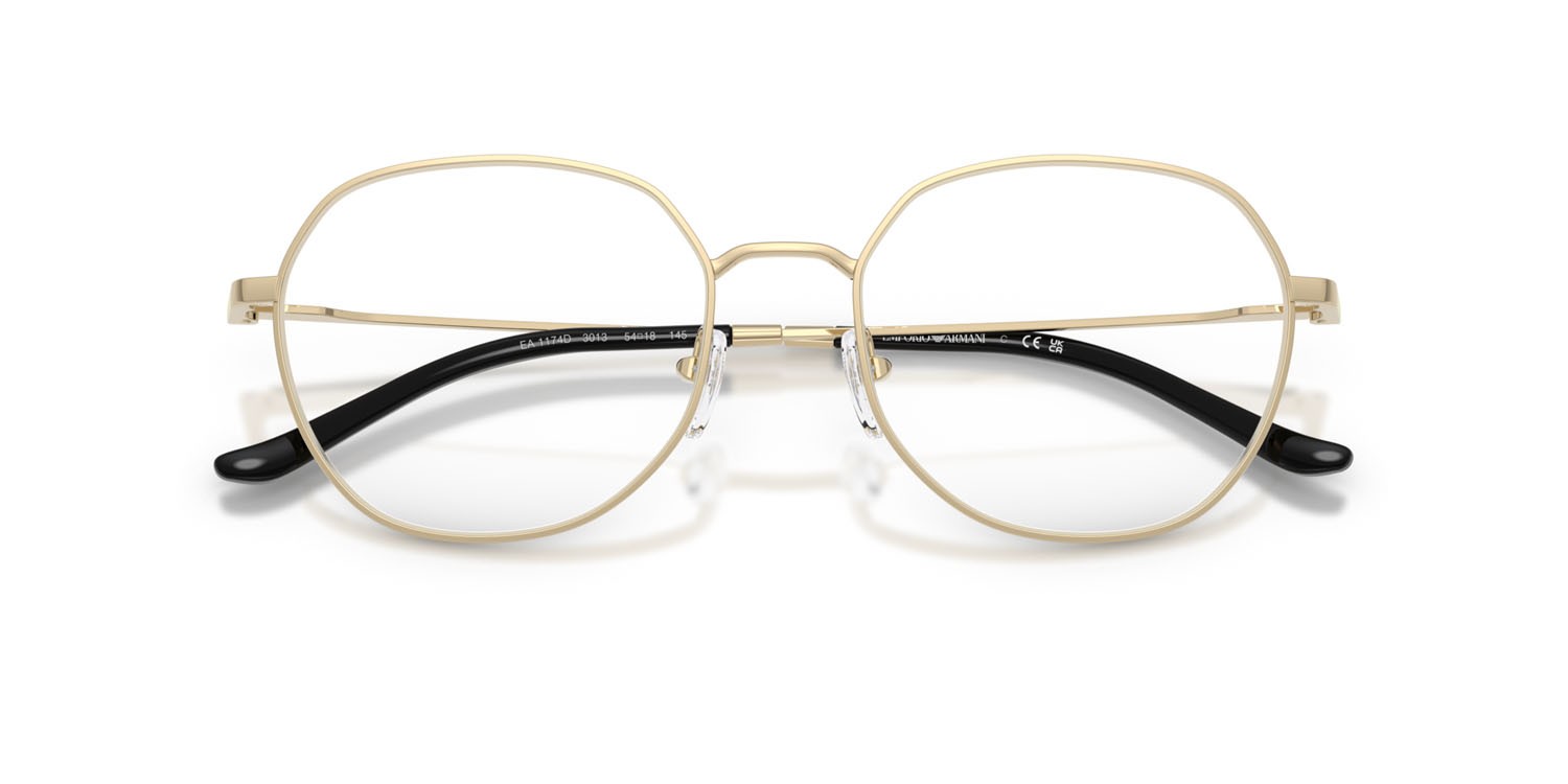 Occhiali da vista Emporio Armani EA 1174D (3013) colore oro pallido lucido forma rotondo lenti lente demo