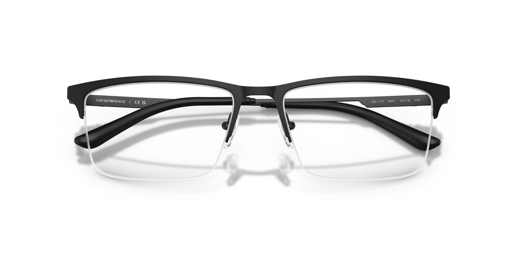 Occhiali da vista Emporio Armani EA 1177 (3001) colore nero opaco forma rettangolare lenti lente demo