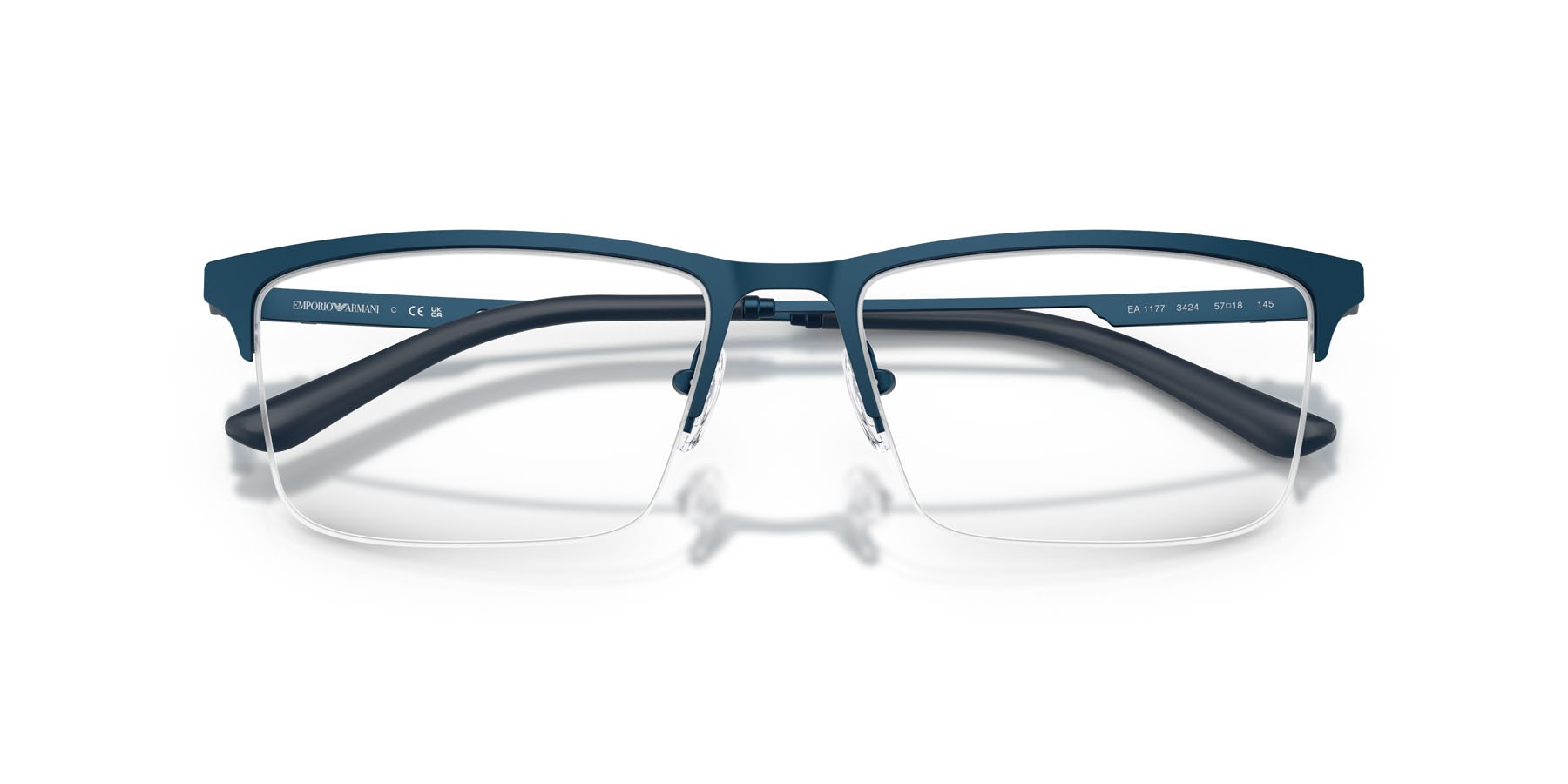 Occhiali da vista Emporio Armani EA 1177 (3424) colore metal blue forma rettangolare lenti lente demo