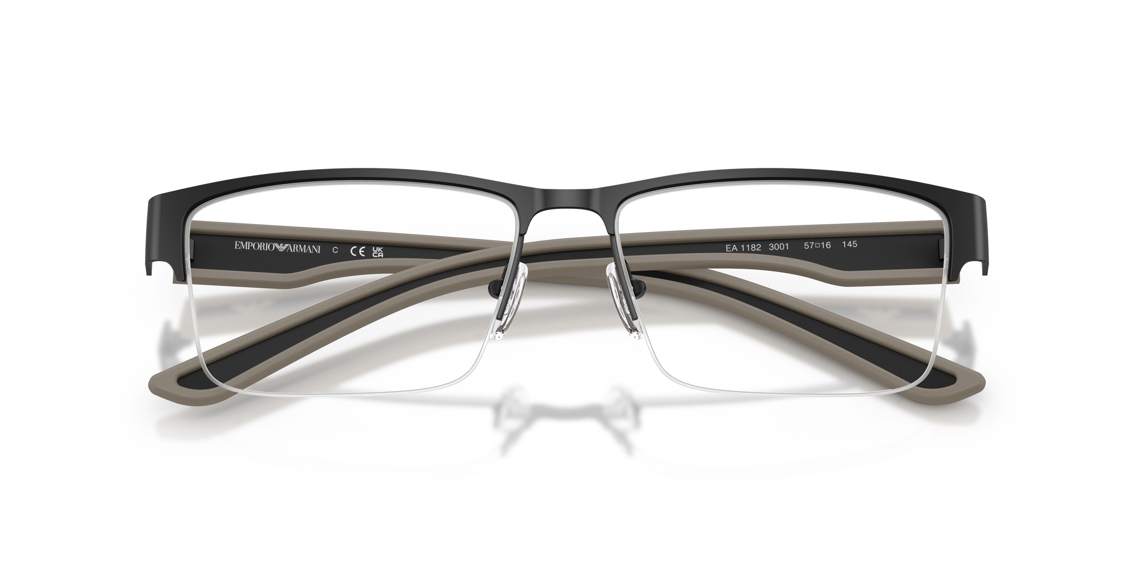 Occhiali da vista Emporio Armani EA 1182 (3001) colore nero opaco gommato forma rettangolare lenti lente demo