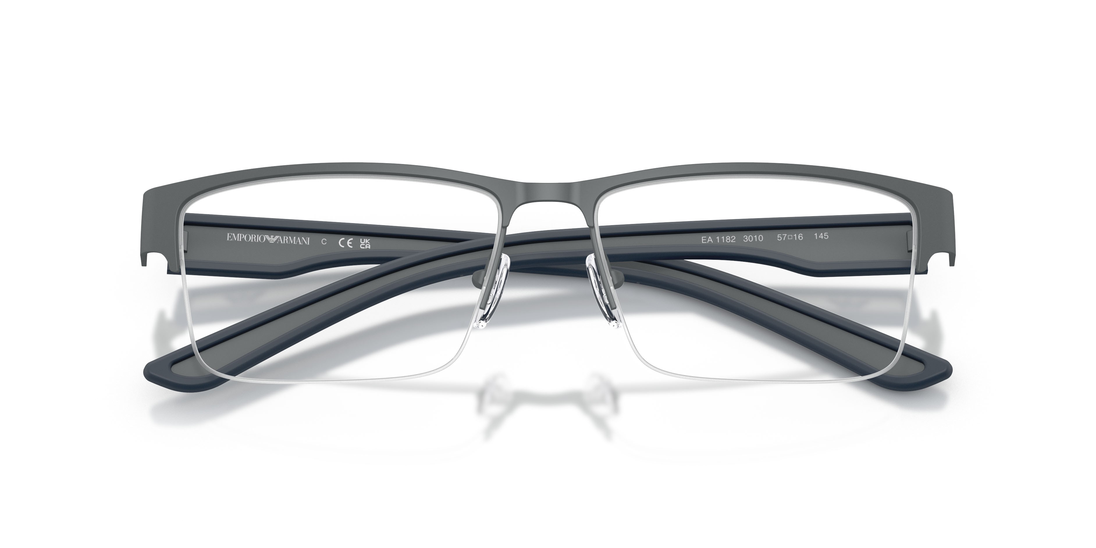 Occhiali da vista Emporio Armani EA 1182 (3010) colore rubberized grey forma rettangolare lenti lente demo
