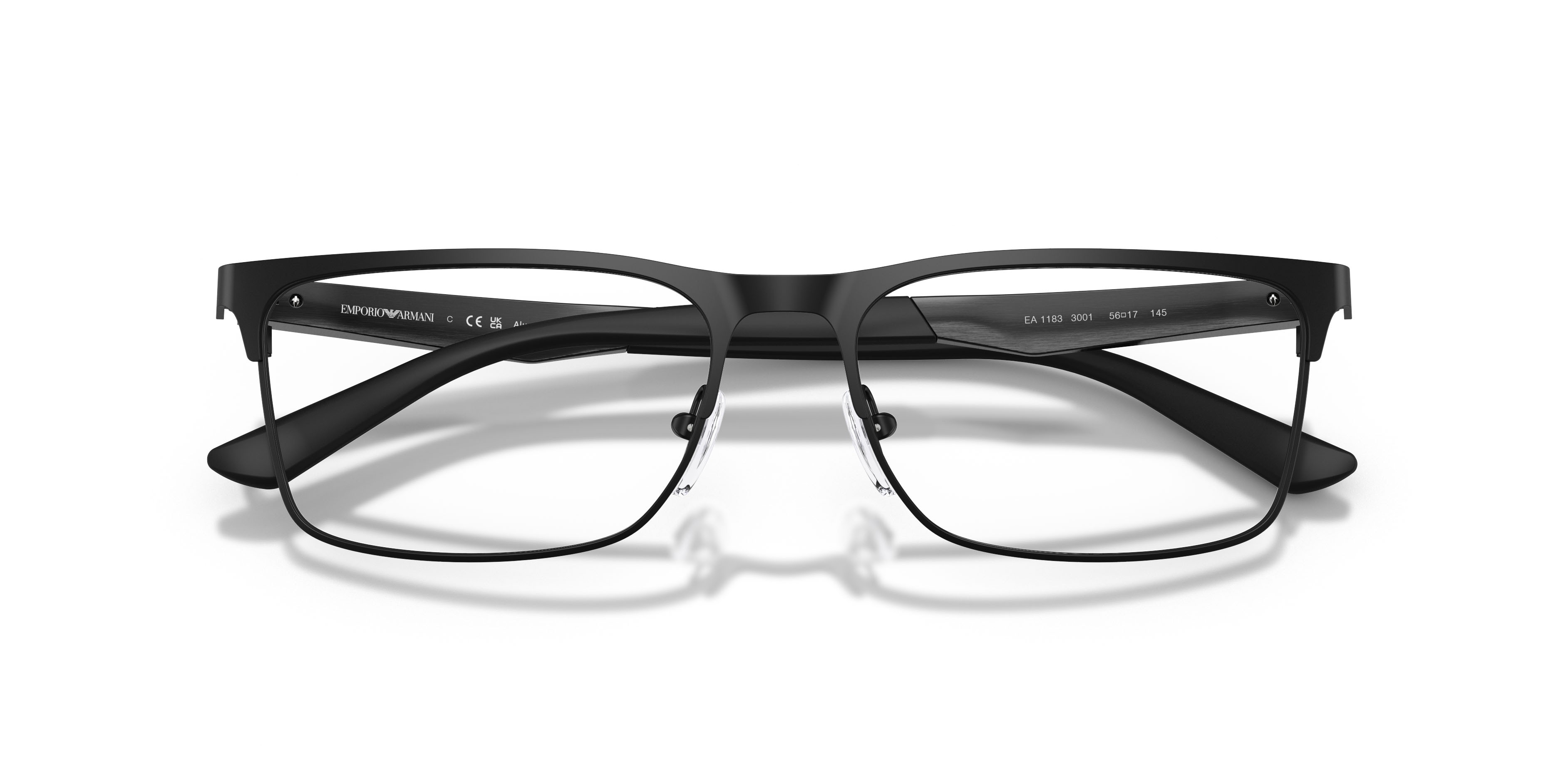 Occhiali da vista Emporio Armani EA 1183 (3001) colore nero opaco forma rettangolare lenti lente demo