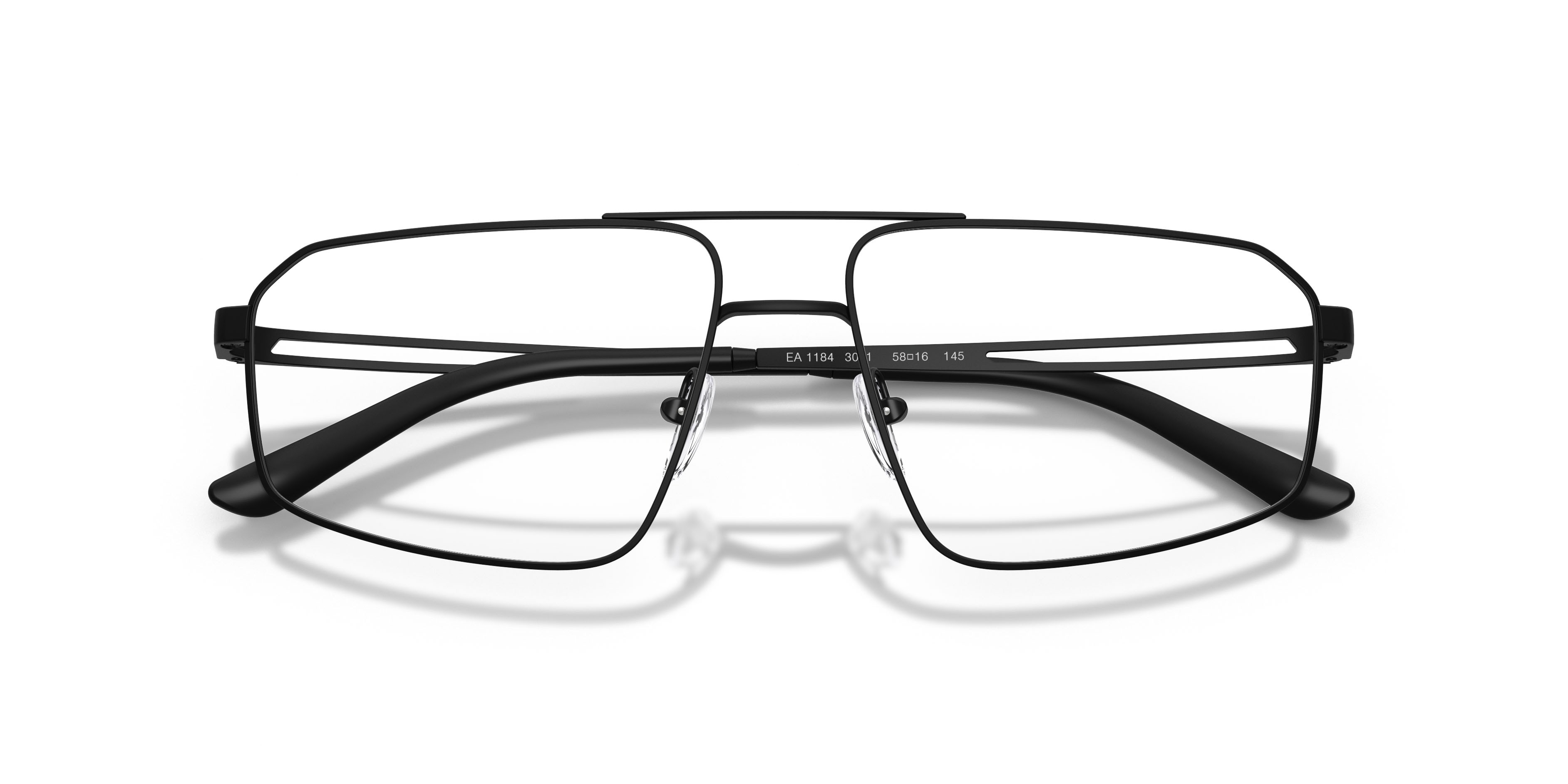 Occhiali da vista Emporio Armani EA 1184 (3001) colore nero opaco forma aviator lenti lente demo