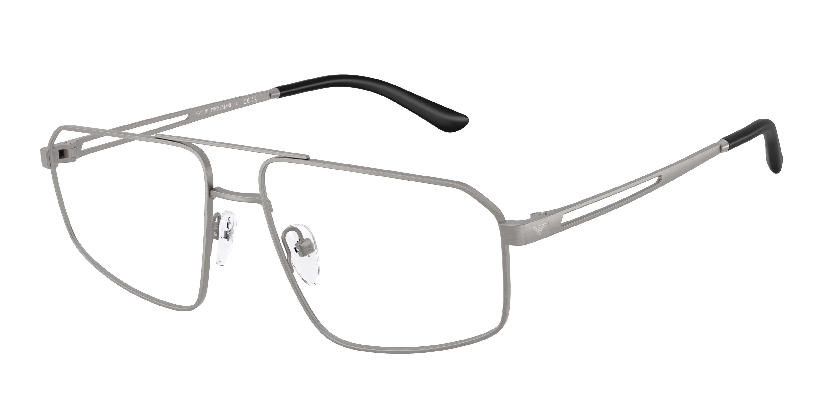Occhiali da vista Emporio Armani EA 1184 (3032) colore gunmetal scuro spazzolato forma aviator lenti lente demo