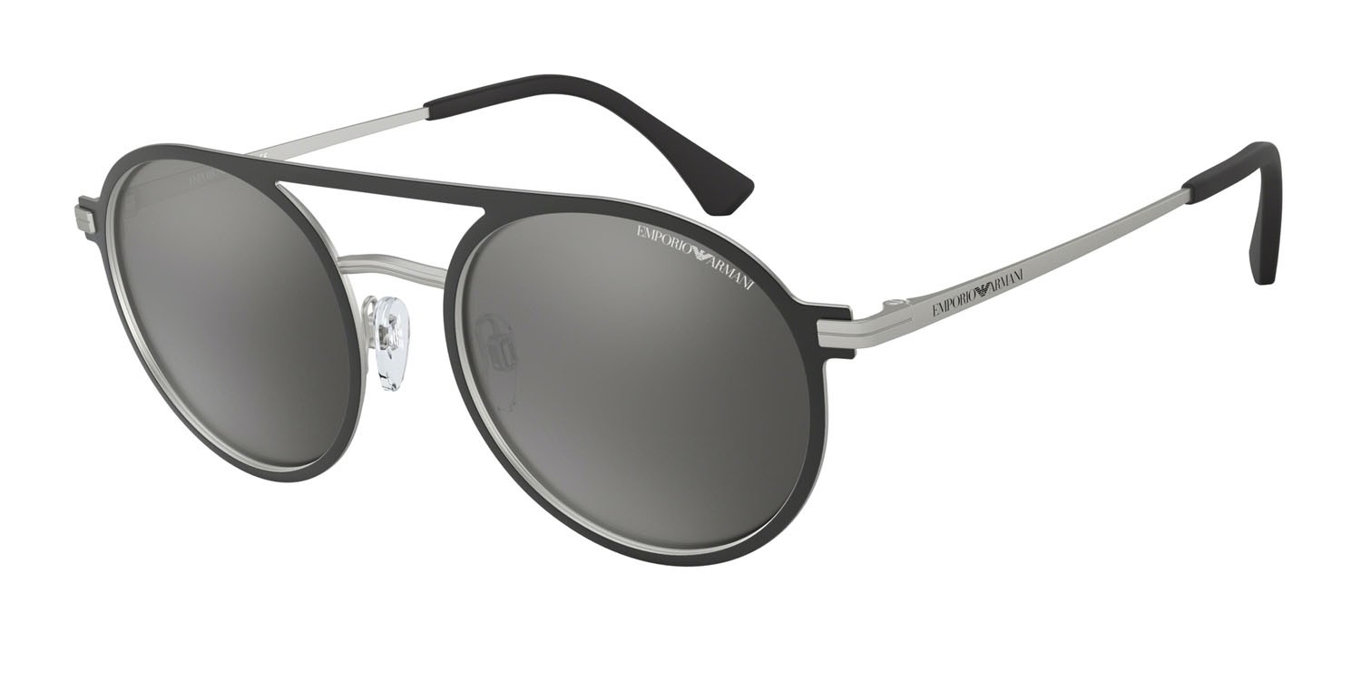 Sonnenbrillen Emporio Armani EA 2080 (30016G) farbe nero opaco e argento form rund gläser argento a specchio