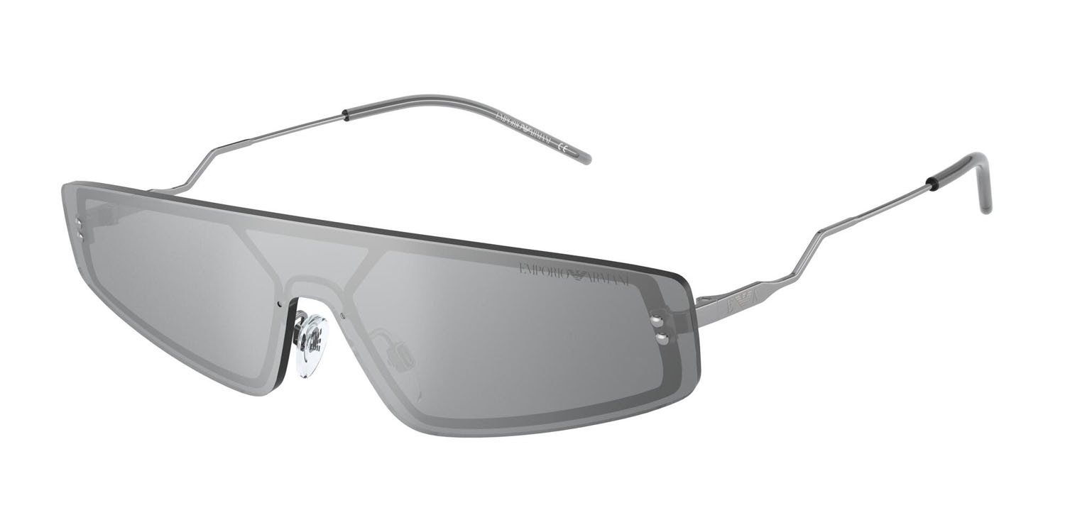 Sonnenbrillen Emporio Armani EA 2092 (30106G) farbe gunmetal lucido form rechteckig gläser argento a specchio