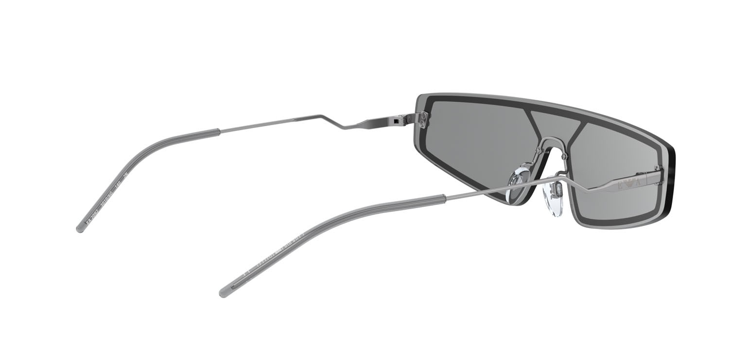 Sonnenbrillen Emporio Armani EA 2092 (30106G) farbe gunmetal lucido form rechteckig gläser argento a specchio
