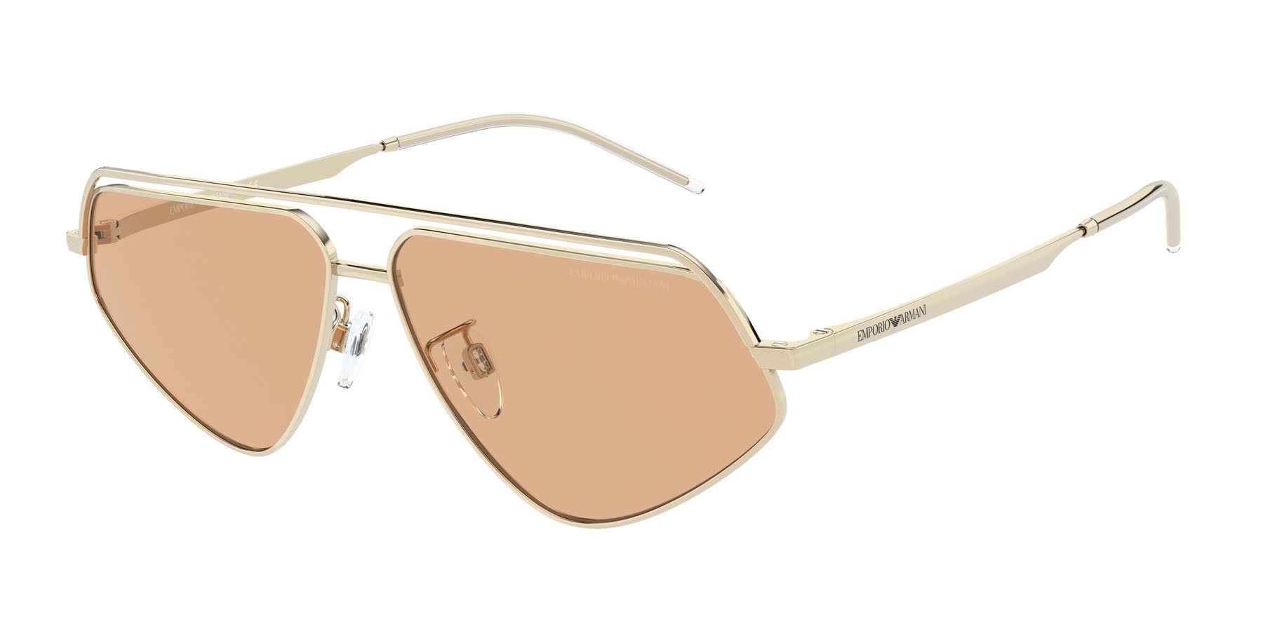 Sonnenbrillen Emporio Armani EA 2126 (301393) farbe oro pallido lucido form schmetterling gläser marrone chiaro