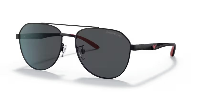 Occhiali da sole Emporio Armani EA 2129D (300187) colore nero opaco forma aviator lenti grigio scuro