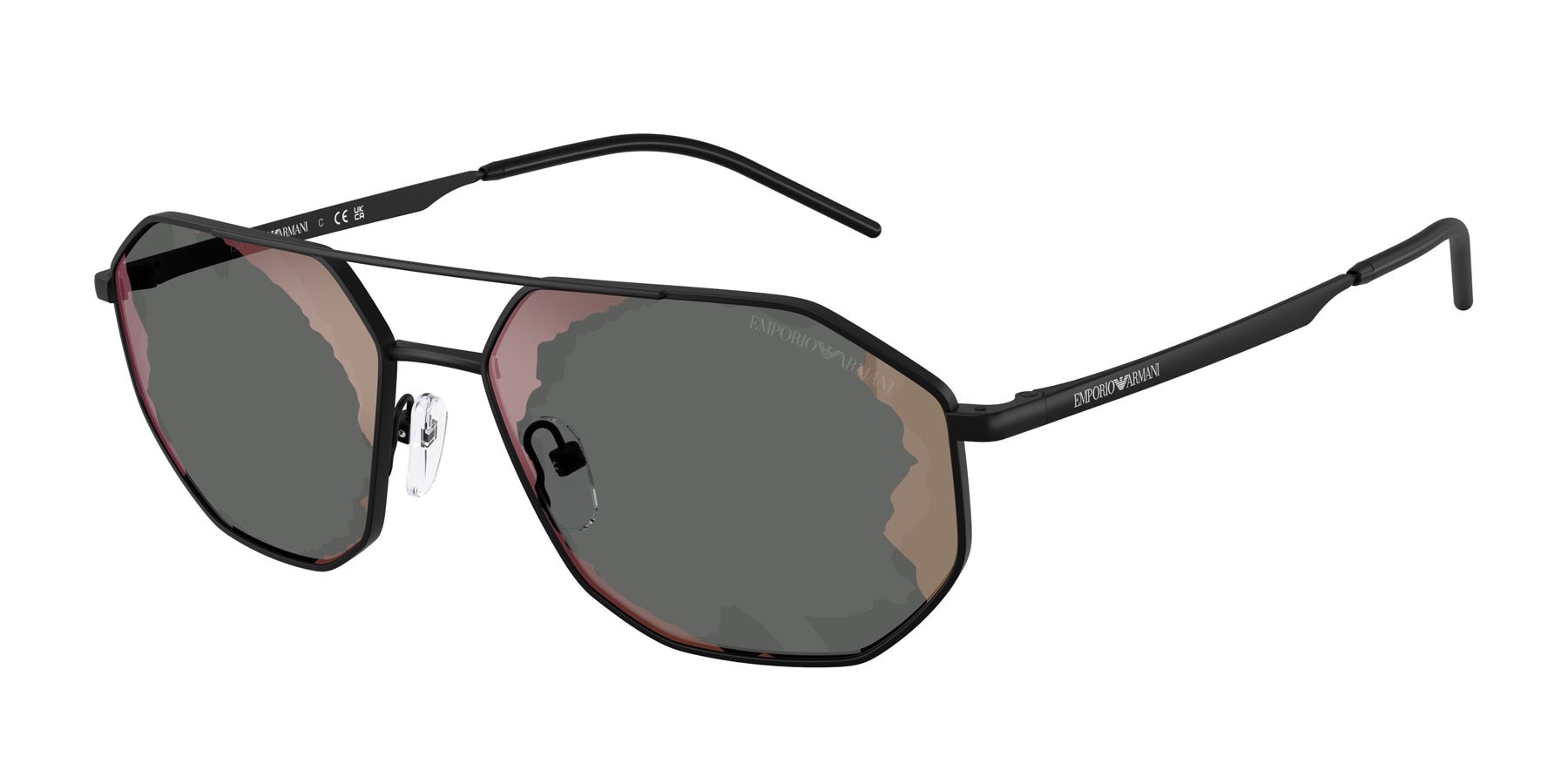 Occhiali da sole Emporio Armani EA 2147 (30017G) colore nero opaco forma irregolare lenti nero rosso a specchio